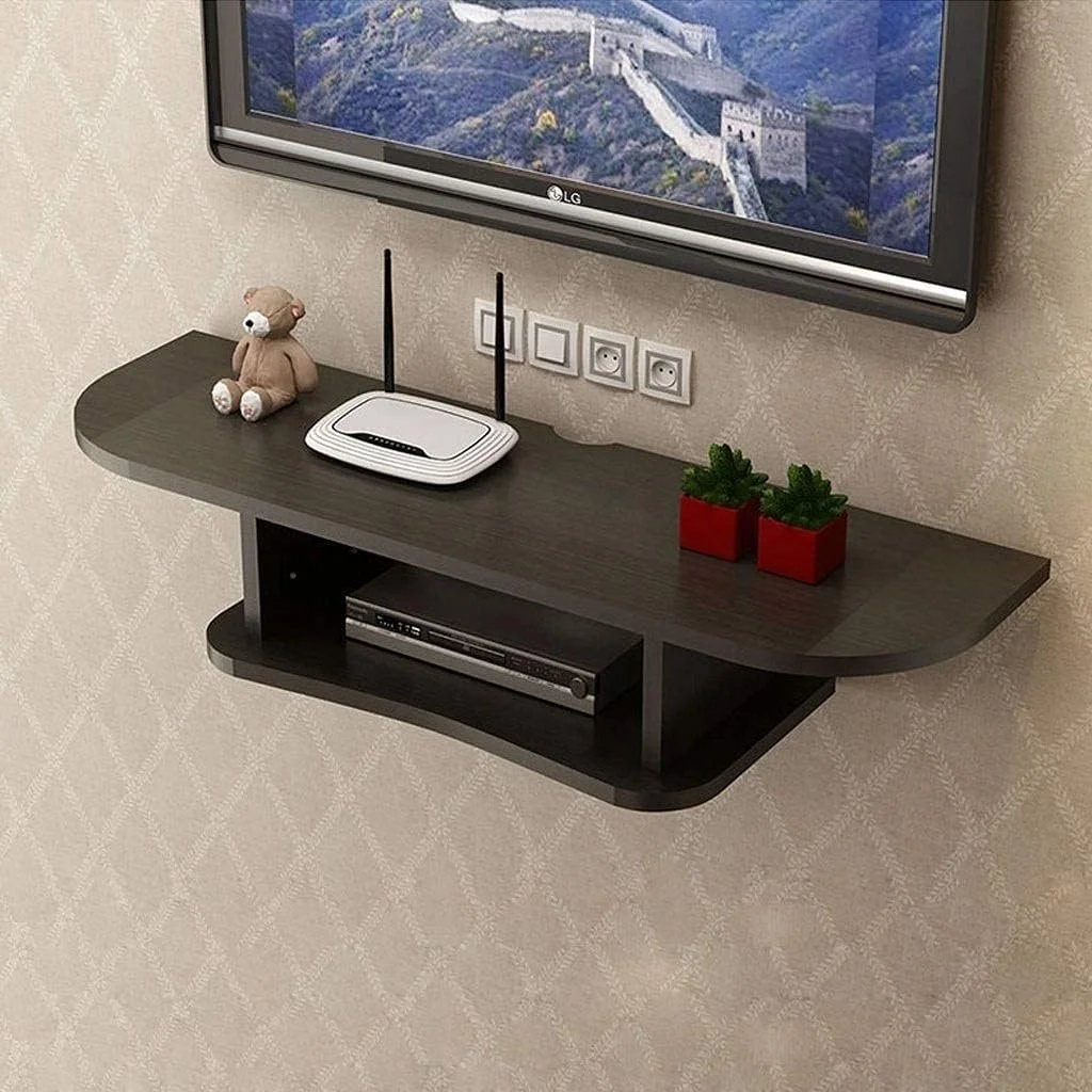 کنسول رسانه ای دیواری، قفسه شناور چوبی 2 طبقه، قفسه های روتر DVD، قفسه صوتی/تصویری دیواری، قفسه ذخیره سازی سرگرمی برای اتاق نشیمن کنسول رسانه ای دیواری، قفسه شناور چوبی 2 طبقه، قفسه های روتر DVD، قفسه صوتی/تصویری دیواری، قفسه ذخیره سازی سرگرمی برای اتاق نشیمن