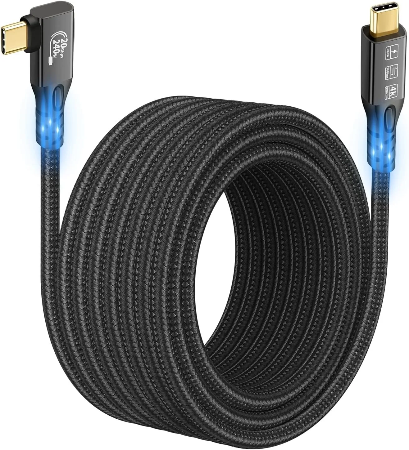 کابل USB C 3.2 Gen2x2 20Gbps، کابل 90 درجه USB C 4K@60Hz UHD Video 5A/240W PD3.1 شارژ سریع با نشانگر الکترونیکی سازگار با Thunderbolt 3/4 (90D 20G 240W 3M) کابل USB C 3.2 Gen2x2 20Gbps، کابل 90 درجه USB C 4K@60Hz UHD Video 5A/240W PD3.1 شارژ سریع با نشانگر الکترونیکی سازگار با Thunderbolt 3/4 (90D 20G 240W 3M)