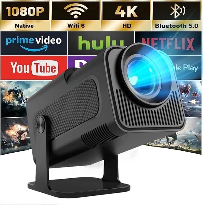 پروژکتور اندروید 11 - HY320 4K Native 1080p با 390 انسی لومن، وای فای 6 دوگانه و BT5.0 برای تجربه سینمای قابل حمل در فضای باز پروژکتور اندروید 11 - HY320 4K Native 1080p با 390 انسی لومن، وای فای 6 دوگانه و BT5.0 برای تجربه سینمای قابل حمل در فضای باز