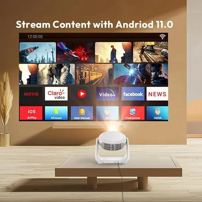 پروژکتور هوشمند اندروید 11.0 با وای فای، رزولوشن 1080P، پشتیبانی از 4K، وایرلس 5G، سینمای خانگی قابل حمل پروژکتور هوشمند اندروید 11.0 با وای فای، رزولوشن 1080P، پشتیبانی از 4K، وایرلس 5G، سینمای خانگی قابل حمل