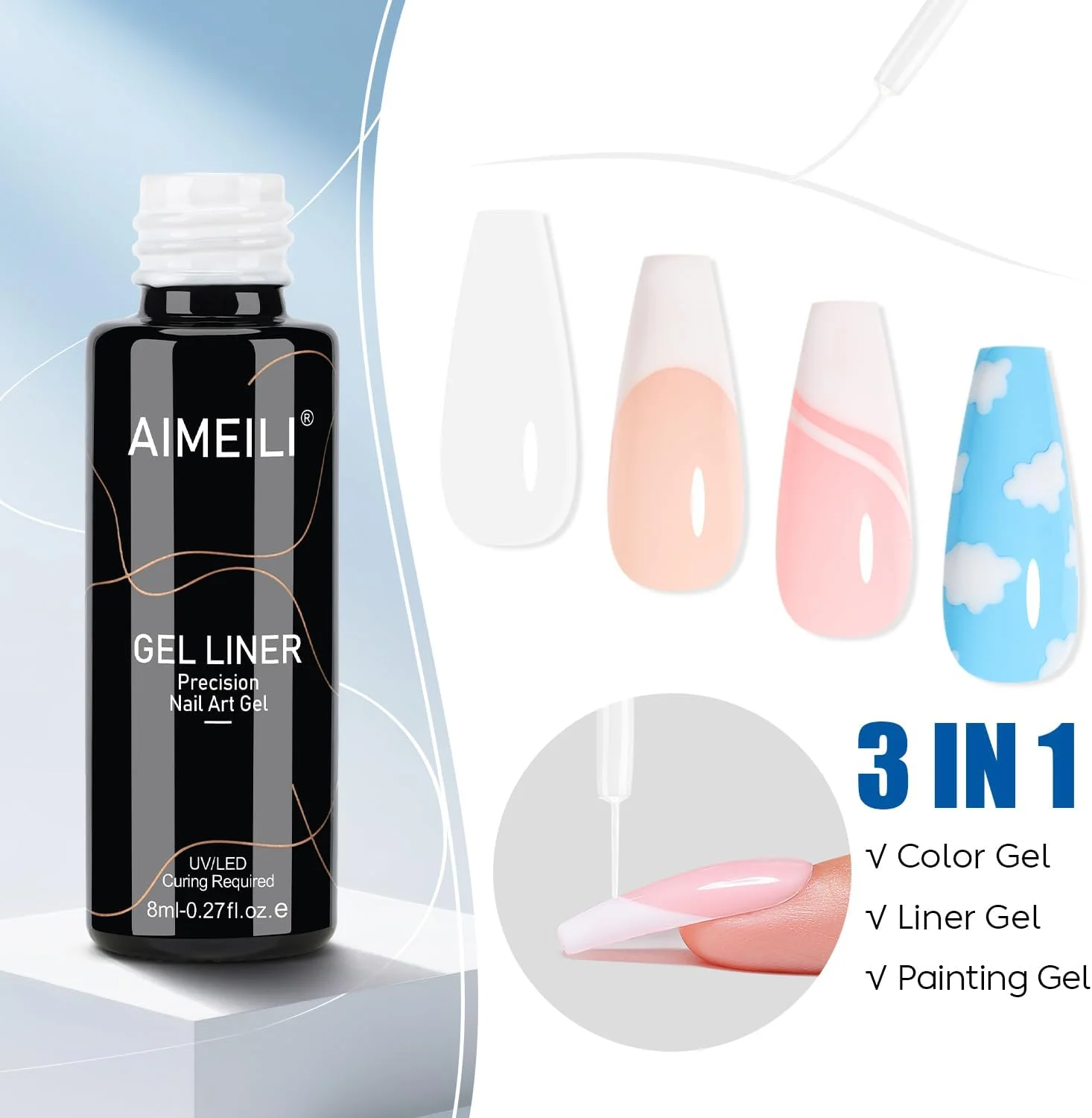 لاک ژل سفید طراحی ناخن AIMEILI - برس دقیق برای فرنچ مانیکور، طراحی ناخن و طرح های عروسی - ژل خیساندنی UV/LED - ماندگاری بالا لاک ژل سفید طراحی ناخن AIMEILI - برس دقیق برای فرنچ مانیکور، طراحی ناخن و طرح های عروسی - ژل خیساندنی UV/LED - ماندگاری بالا