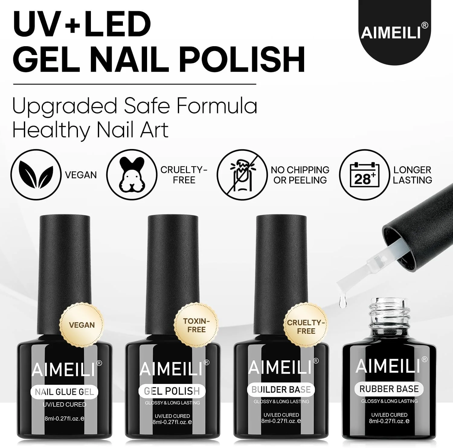 ست ژل تقویت کننده ناخن AIMEILI شامل بیس رابر، بیلدر، چسب ناخن و بلومینگ، مناسب برای طراحی و کاشت ناخن، 4 عدد 8 میلی لیتر ست ژل تقویت کننده ناخن AIMEILI شامل بیس رابر، بیلدر، چسب ناخن و بلومینگ، مناسب برای طراحی و کاشت ناخن، 4 عدد 8 میلی لیتر