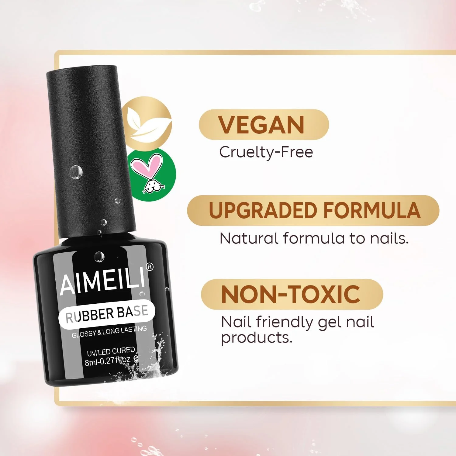 ژل بیس رابر 5 در 1 آیمیلی 8 میلی لیتر - ژل لاک پایه، تقویت کننده الاستیک و چسب نگین ناخن، خشک شدن با UV/LED ژل بیس رابر 5 در 1 آیمیلی 8 میلی لیتر - ژل لاک پایه، تقویت کننده الاستیک و چسب نگین ناخن، خشک شدن با UV/LED