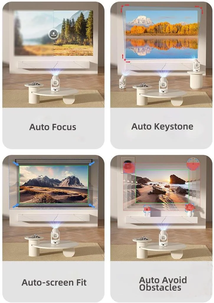 پروژکتور مینی قابل حمل – پروژکتور هوشمند پیکو 3D با WiFi، بلندگوهای داخلی، اندازه جیبی برای خانه، فضای باز، تجارت و آموزش