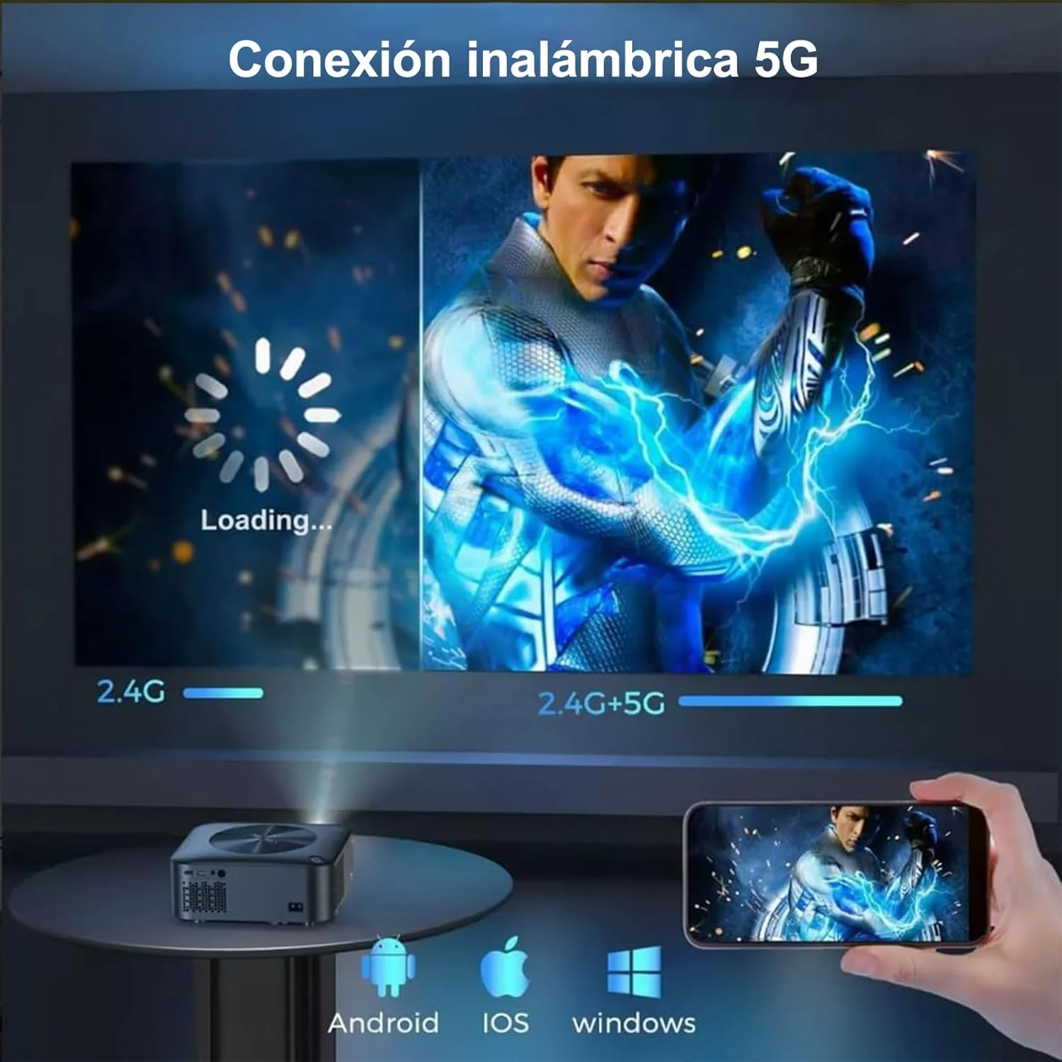 پروژکتور ویدیویی 4K مولور، با وای فای 5G و بلوتوث 5.1، پروژکتور قابل حمل برای فضای باز، 40000 ساعت عمر مفید، پروژکتور هوشمند با نمایشگر 300 اینچی، پروژکتور 450 ANSI HD، پروژکتور تلویزیون سینمای خانگی 1080P UHD (B) پروژکتور ویدیویی 4K مولور، با وای فای 5G و بلوتوث 5.1، پروژکتور قابل حمل برای فضای باز، 40000 ساعت عمر مفید، پروژکتور هوشمند با نمایشگر 300 اینچی، پروژکتور 450 ANSI HD، پروژکتور تلویزیون سینمای خانگی 1080P UHD (B)