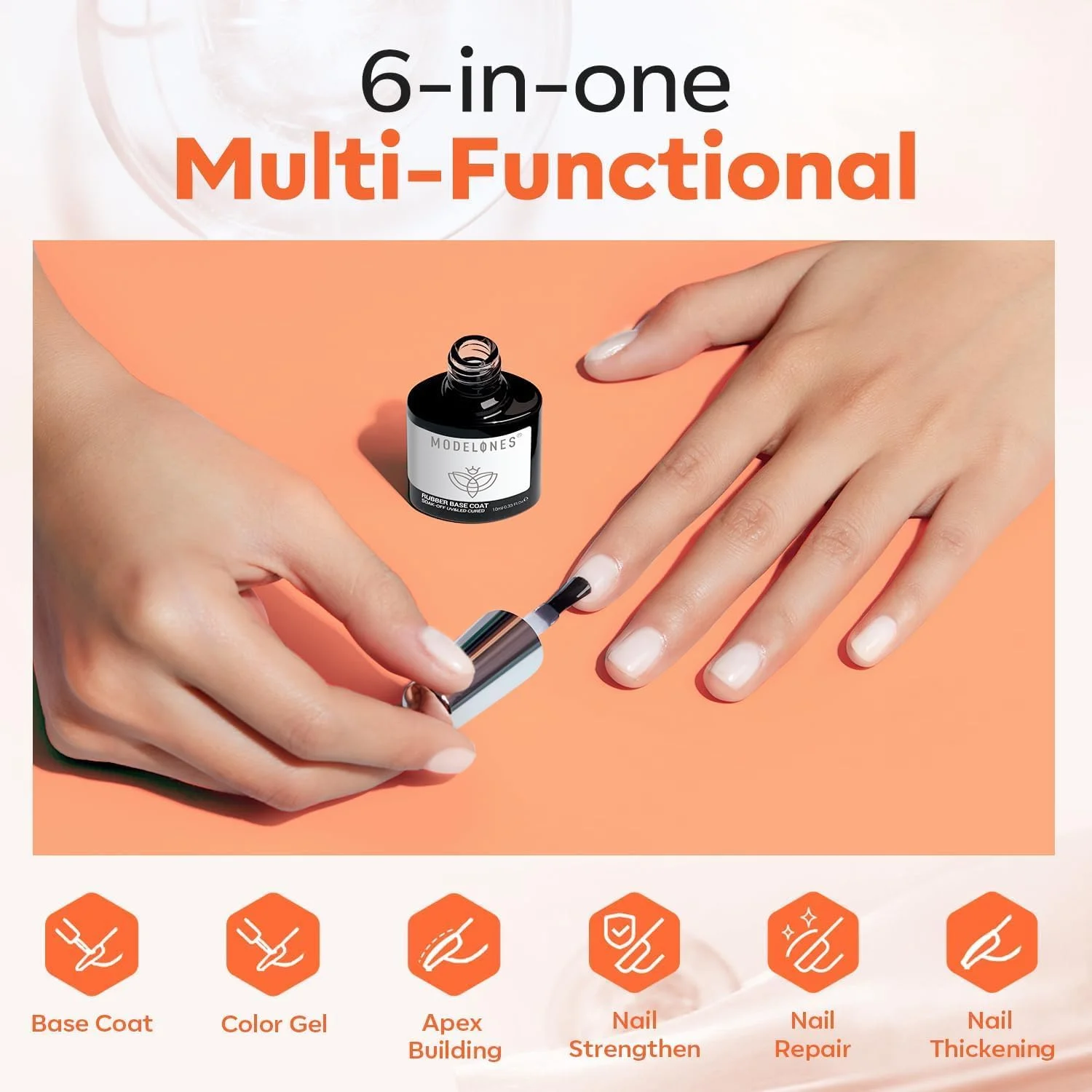 ژل بیس لاستیکی شیری رنگ مدلونز، 6 در 1، برای تقویت اکستنشن اپکس، محافظت ماندگار، لاک ژل رنگی با پخت UV، مانیکور برای ناخن های شکننده، مناسب سالن های هنری ژل بیس لاستیکی شیری رنگ مدلونز، 6 در 1، برای تقویت اکستنشن اپکس، محافظت ماندگار، لاک ژل رنگی با پخت UV، مانیکور برای ناخن های شکننده، مناسب سالن های هنری