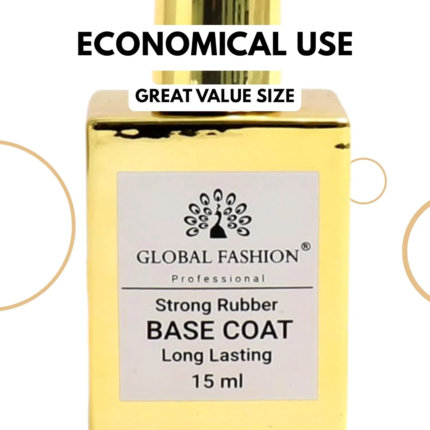 ژل بیس کاور رابر قوی گلوبال فشن | بیس لاک ژل با ماندگاری طولانی برای درخشش بدون لب پر شدن، تقویت کننده ناخن های ضعیف و شکننده، ارتقاء سلامت ناخن (بیس کاور رابر قوی، 15 میلی لیتر)