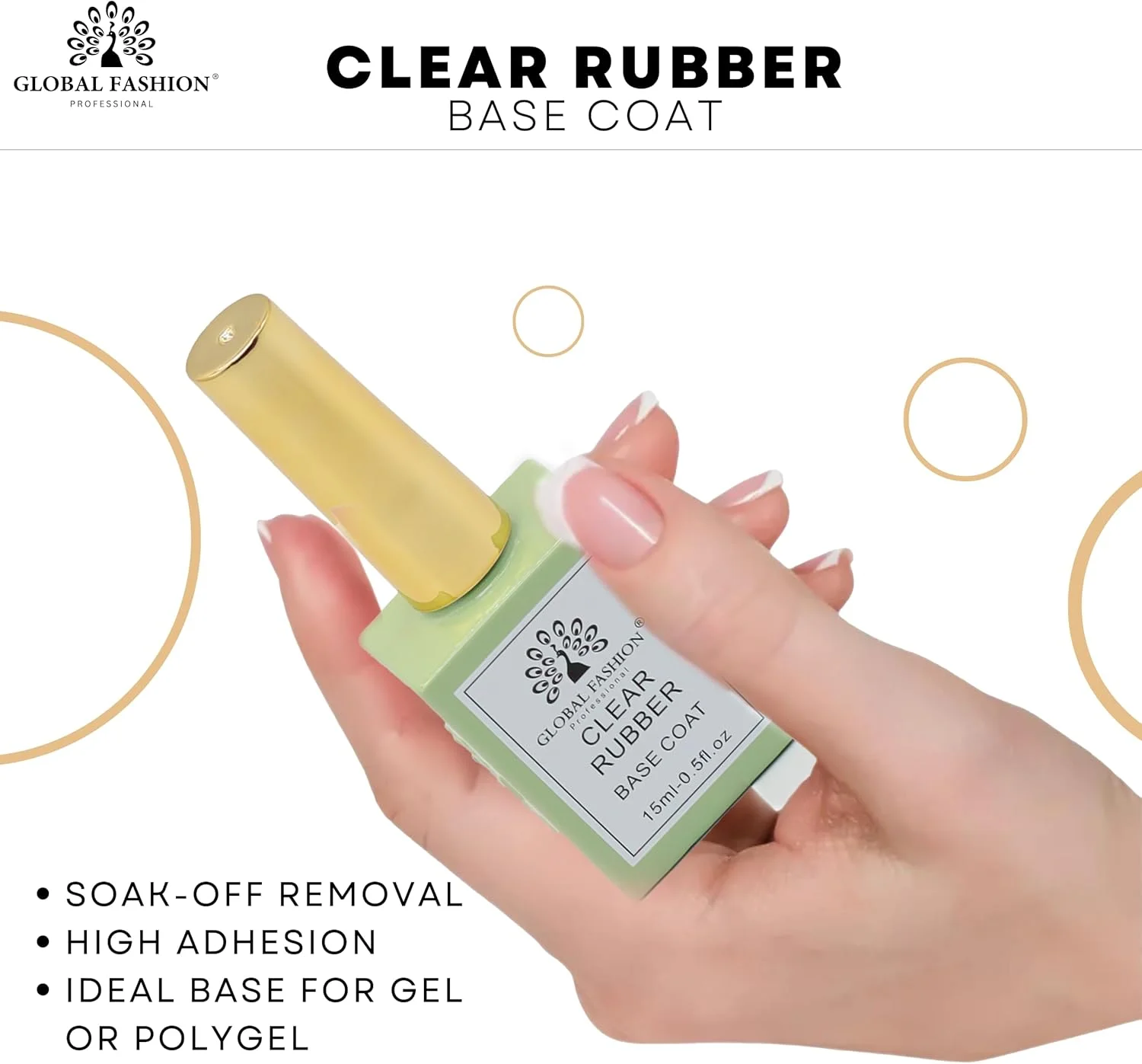ژل بیس رابر شفاف حرفه ای گلوبال فشن - لاک ژل خیسانده شونده UV/LED، چسبندگی قوی، انعطاف پذیر و بادوام، فرمول تقویت کننده ناخن، 15 میلی لیتر | مقاوم در برابر زرد شدن و لب پر شدن ژل بیس رابر شفاف حرفه ای گلوبال فشن - لاک ژل خیسانده شونده UV/LED، چسبندگی قوی، انعطاف پذیر و بادوام، فرمول تقویت کننده ناخن، 15 میلی لیتر | مقاوم در برابر زرد شدن و لب پر شدن