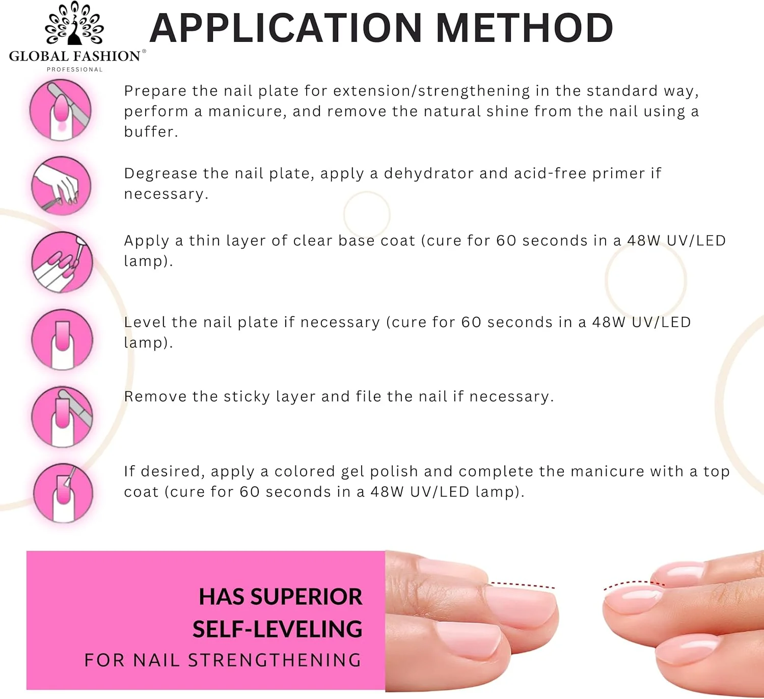 ژل بیس رابر شفاف حرفه ای گلوبال فشن - لاک ژل خیسانده شونده UV/LED، چسبندگی قوی، انعطاف پذیر و بادوام، فرمول تقویت کننده ناخن، 15 میلی لیتر | مقاوم در برابر زرد شدن و لب پر شدن ژل بیس رابر شفاف حرفه ای گلوبال فشن - لاک ژل خیسانده شونده UV/LED، چسبندگی قوی، انعطاف پذیر و بادوام، فرمول تقویت کننده ناخن، 15 میلی لیتر | مقاوم در برابر زرد شدن و لب پر شدن