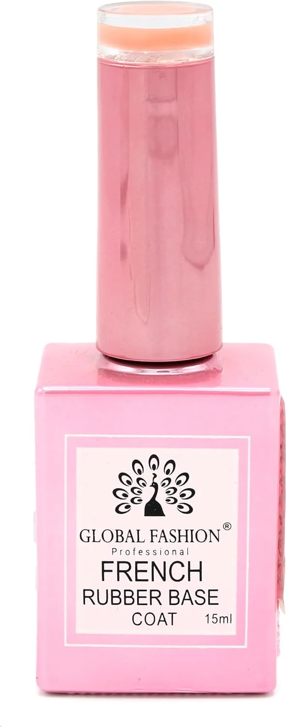 ژل بیس کت رابر حرفه ای فرنچ گلوبال فشن 15 میل: بیس کت لاک ژل بادوام و مقاوم در برابر لب پر شدن برای مانیکور و پدیکور | (11)