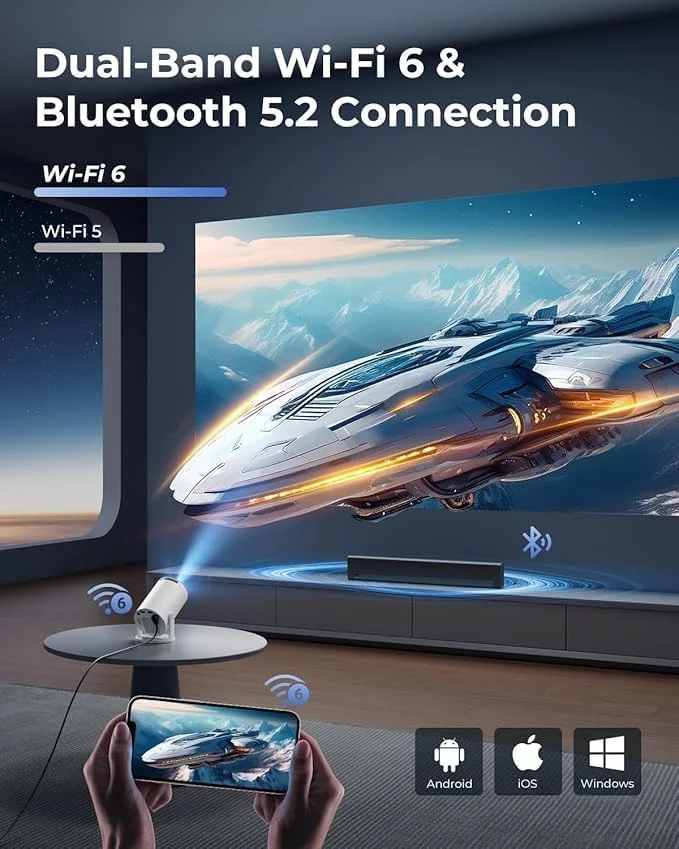 پروژکتور مینی قابل حمل با WiFi و بلوتوث - پروژکتور فیلم 1080P HD، روشنایی 10000 لومن، تصحیح خودکار کیستون و چرخش 180 درجه، سازگار با تی وی استیک، تلفن هوشمند، HDMI و USB پروژکتور مینی قابل حمل با WiFi و بلوتوث - پروژکتور فیلم 1080P HD، روشنایی 10000 لومن، تصحیح خودکار کیستون و چرخش 180 درجه، سازگار با تی وی استیک، تلفن هوشمند، HDMI و USB