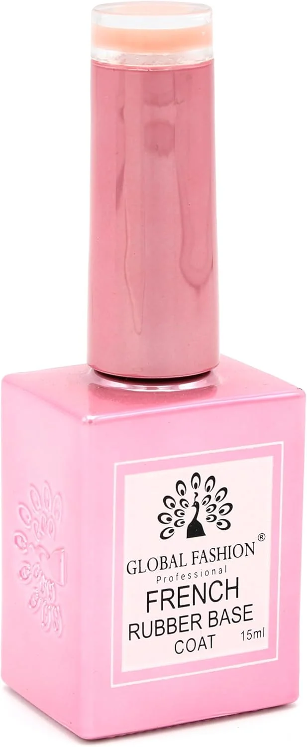 ژل بیس کت رابر حرفه ای فرنچ گلوبال فشن 15 میل: بیس کت لاک ژل بادوام و مقاوم در برابر لب پر شدن برای مانیکور و پدیکور | (11)