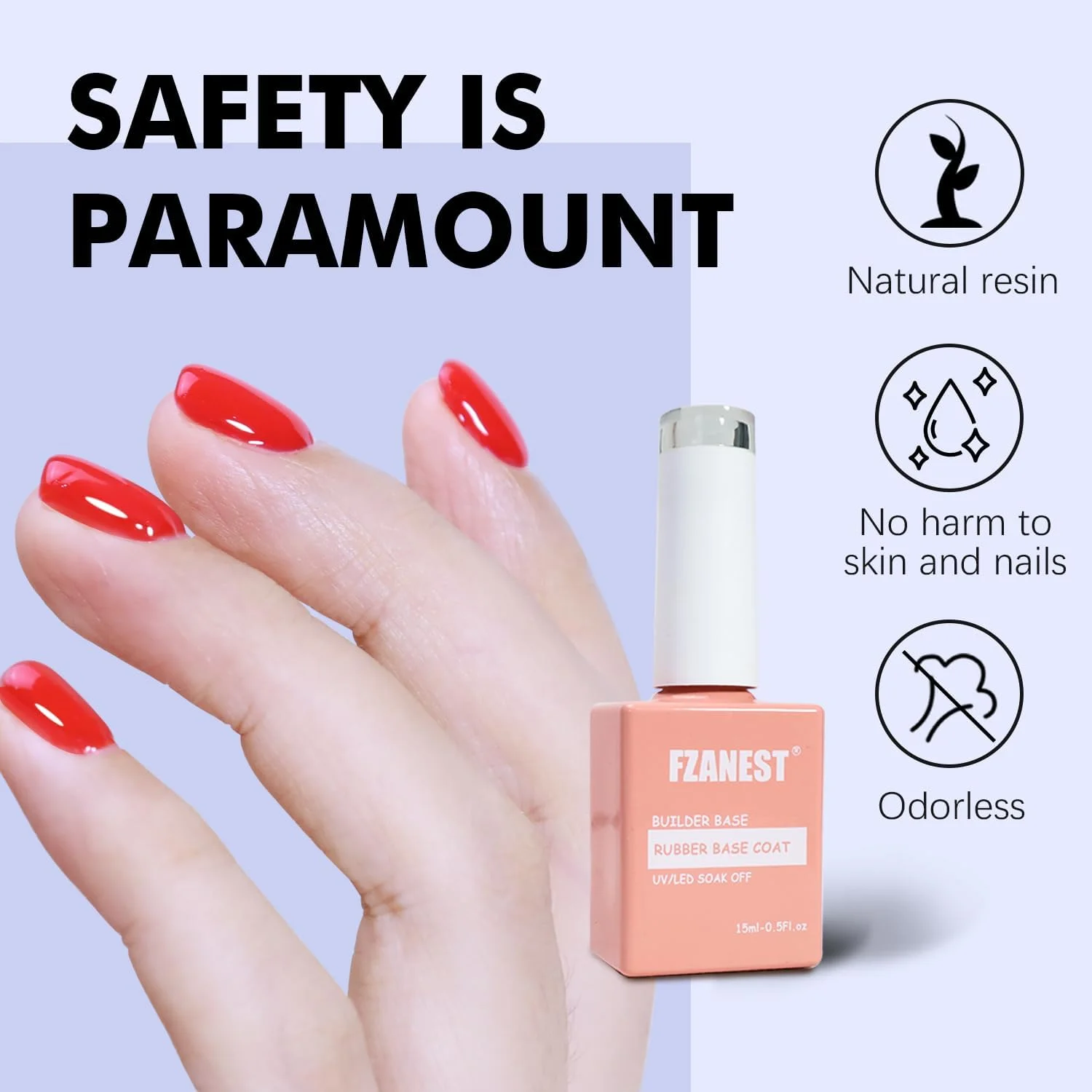 ژل بیلدر لاستیکی قرمز FZANEST، ژل بیلدر 6 در 1 در یک بطری، ژل تقویت کننده اکستنشن برای ناخن های ژلی، لایه پایه
