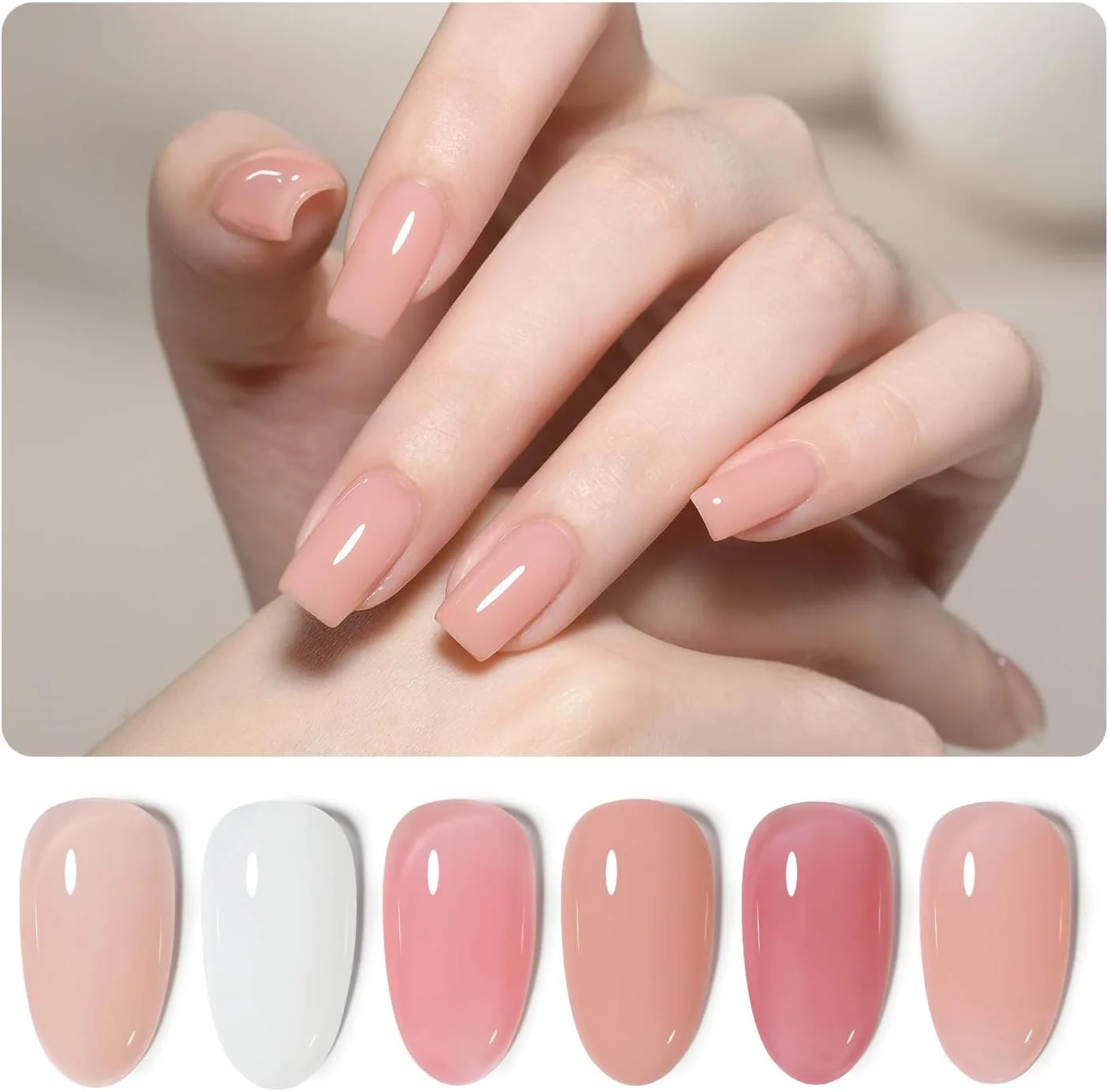 مجموعه ژل بیس رابر 6 رنگ GAOY، ژل بیس بیلدر ژله ای، رنگ های صورتی، سفید و کالباسی، تقویت کننده ناخن ژل بیس 2 در 1 مجموعه ژل بیس رابر 6 رنگ GAOY، ژل بیس بیلدر ژله ای، رنگ های صورتی، سفید و کالباسی، تقویت کننده ناخن ژل بیس 2 در 1