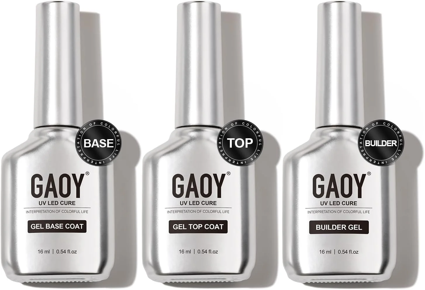 مجموعه لاک ژل تاپ کت، ژل بیلدر و بیس کت GAOY، 3 عدد 16 میلی لیتر، ترکیبی شفاف و براق بدون نیاز به پاک کردن، مناسب برای خشک شدن با نور UV مجموعه لاک ژل تاپ کت، ژل بیلدر و بیس کت GAOY، 3 عدد 16 میلی لیتر، ترکیبی شفاف و براق بدون نیاز به پاک کردن، مناسب برای خشک شدن با نور UV