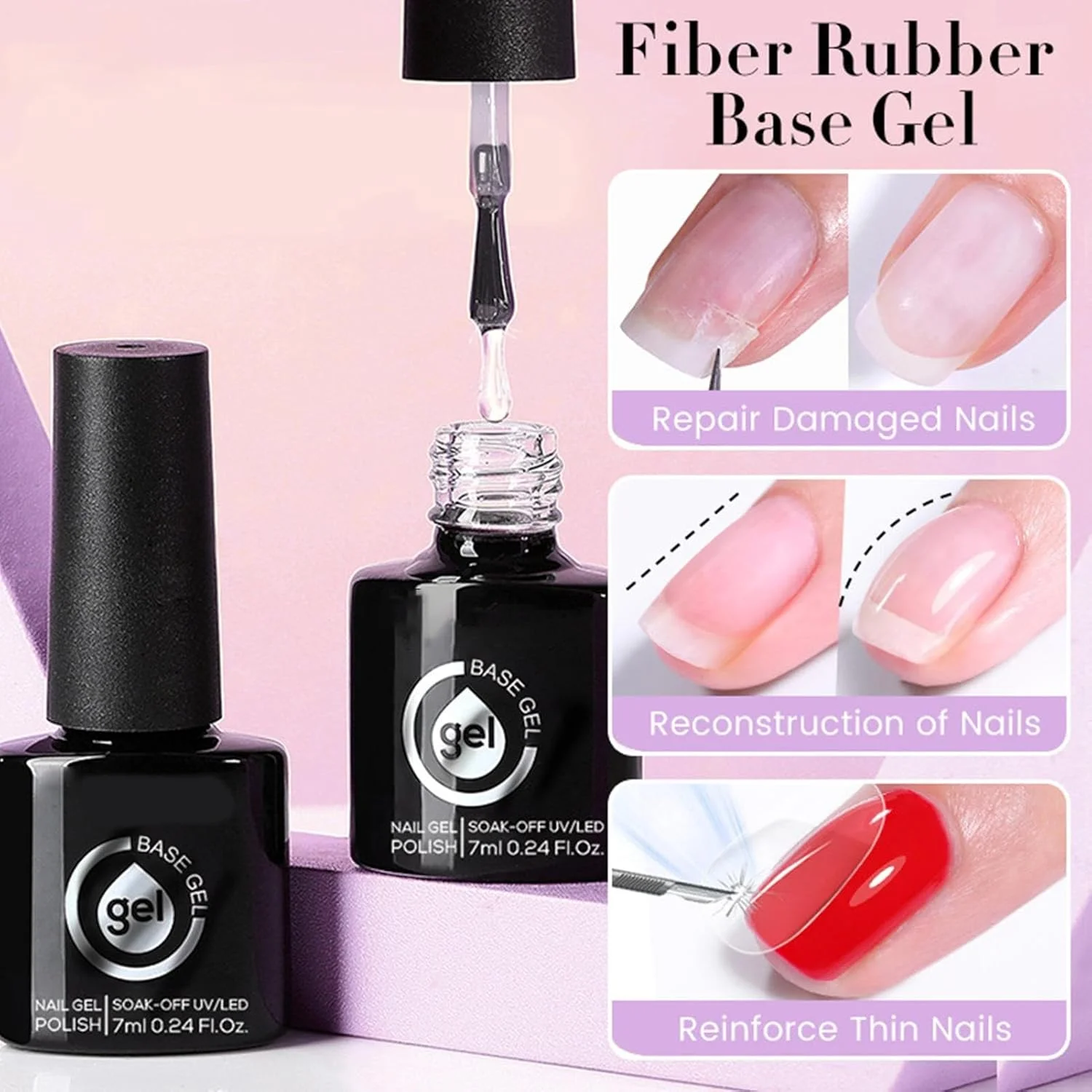 ست لاک ژل ناخن سازنده - ژل پایه لاستیکی فایبر گلاس، نیاز به خشک شدن با UV LED، لوازم جانبی مانیکور پدیکور مناسب برای مسافرت، سالن زیبایی حرفه ای و استفاده در منزل ست لاک ژل ناخن سازنده - ژل پایه لاستیکی فایبر گلاس، نیاز به خشک شدن با UV LED، لوازم جانبی مانیکور پدیکور مناسب برای مسافرت، سالن زیبایی حرفه ای و استفاده در منزل