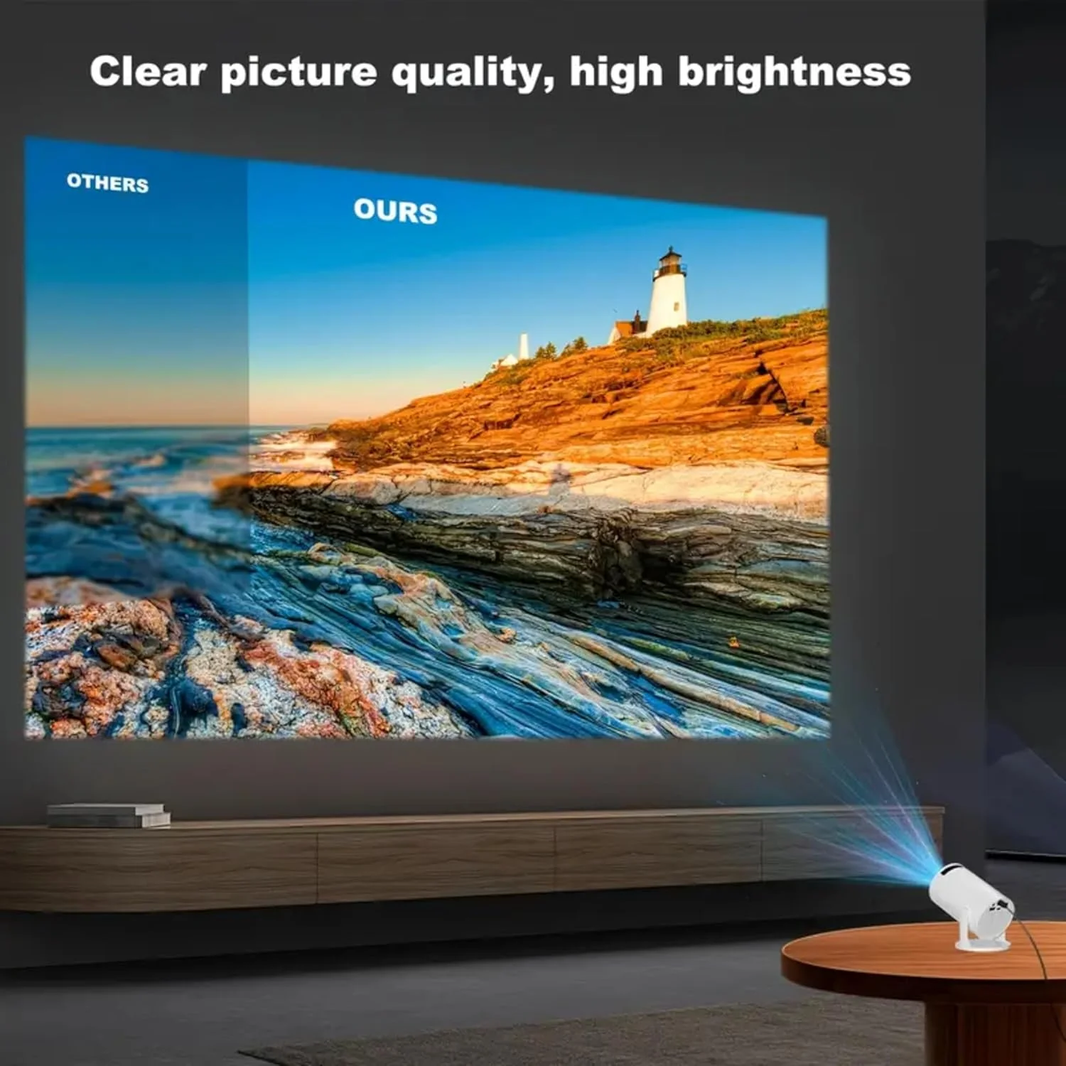 مینی پروژکتور LED، نمایشگر 80 اینچی، رزولوشن 1280x720، پشتیبانی از دستگاه های متعدد، اتصال USB/AUX، کنترل از راه دور - HY300 مینی پروژکتور قابل حمل برای فیلم ها و ویدیوها TV Stick