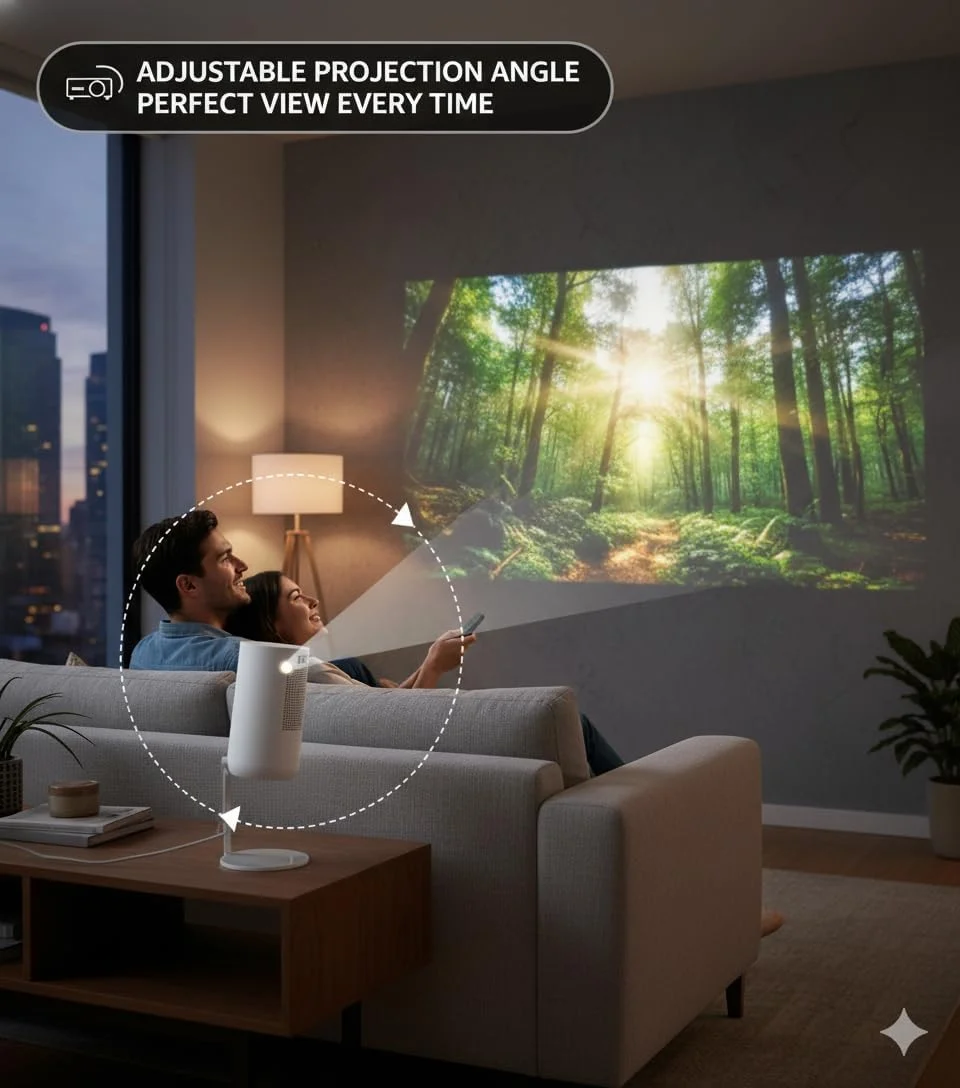 پروژکتور مینی هوشمند Smartbarry HT5 4K 1080P با WiFi و بلوتوث | پروژکتور اندرویدی قابل حمل با پایه چرخان 210 درجه، بیش از 8000 برنامه، طراحی حذف گرد و غبار و اتلاف گرما برای سینمای خانگی، دفتر کار پروژکتور مینی هوشمند Smartbarry HT5 4K 1080P با WiFi و بلوتوث | پروژکتور اندرویدی قابل حمل با پایه چرخان 210 درجه، بیش از 8000 برنامه، طراحی حذف گرد و غبار و اتلاف گرما برای سینمای خانگی، دفتر کار