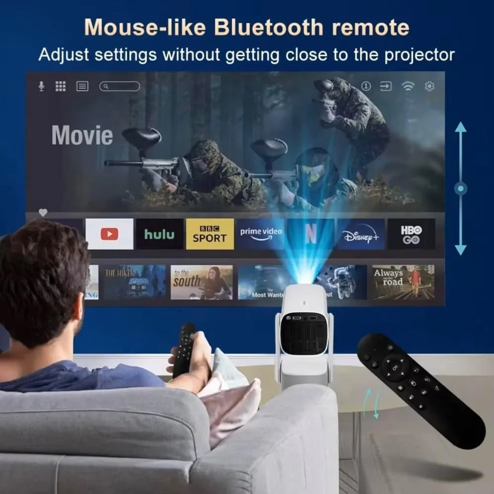 پروژکتور سینمای کوچک قابل حمل شارژی 1080P، پشتیبانی از 4K، بلوتوث + وای فای دو بانده + USB، اندروید 11 با باتری و روشنایی بالا برای فیلم، ارائه و بازی پروژکتور سینمای کوچک قابل حمل شارژی 1080P، پشتیبانی از 4K، بلوتوث + وای فای دو بانده + USB، اندروید 11 با باتری و روشنایی بالا برای فیلم، ارائه و بازی