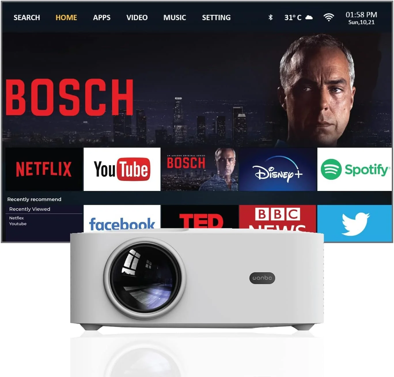 پروژکتور WANBO X1 Pro (ارتقا یافته)، Full HD 1080P واقعی، اندروید 9، پروژکتور خانگی، سینمای LED، 350 ANSI، 3900 لومن، WiFi بلوتوث، HDMI ARC، Dolby DTS، تصحیح کیستون 4D، نسخه جهانی، سفید پروژکتور WANBO X1 Pro (ارتقا یافته)، Full HD 1080P واقعی، اندروید 9، پروژکتور خانگی، سینمای LED، 350 ANSI، 3900 لومن، WiFi بلوتوث، HDMI ARC، Dolby DTS، تصحیح کیستون 4D، نسخه جهانی، سفید