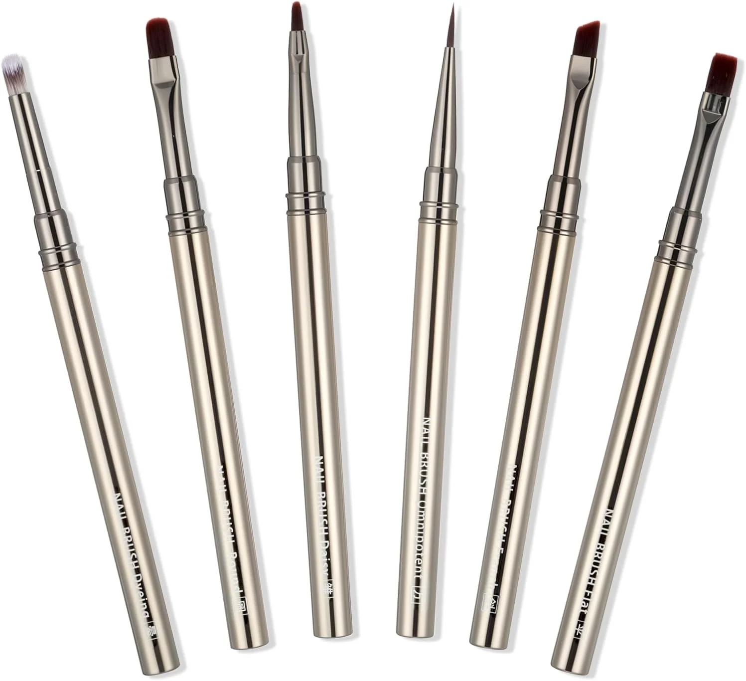 ست قلم مو طراحی ناخن، 6 عددی، قلم مو ژل بیلدر، قلم مو لاک ناخن، ابزار مانیکور حرفه ای برای طراحی ناخن DIY در خانه، رنگ آمیزی و اکستنشن ناخن