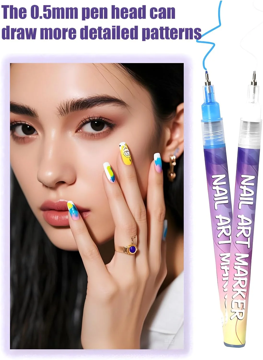 قلم طراحی ناخن سه بعدی، ۱۲ رنگ، نوک ۰.۵ میلی متری، قلم طراحی ناخن، قلم طراحی گرافیتی، برس نقاشی برای طراحی ناخن، مناسب برای استفاده خانگی و سالن های آرایشی، خشک شدن سریع