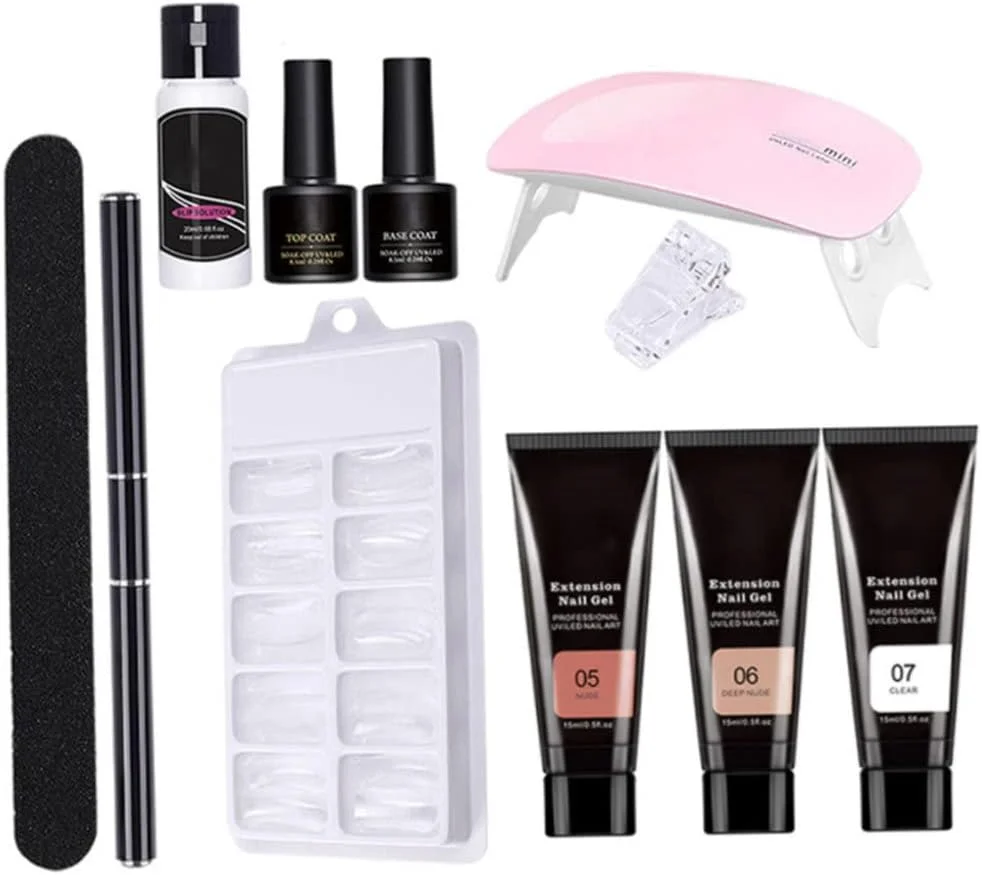 ست های طراحی ناخن ABchat، کیت های اکستنشن ناخن، ژل مانیکور، بیس سازنده، ست شروع کننده ناخن 11 تکه استایل 4