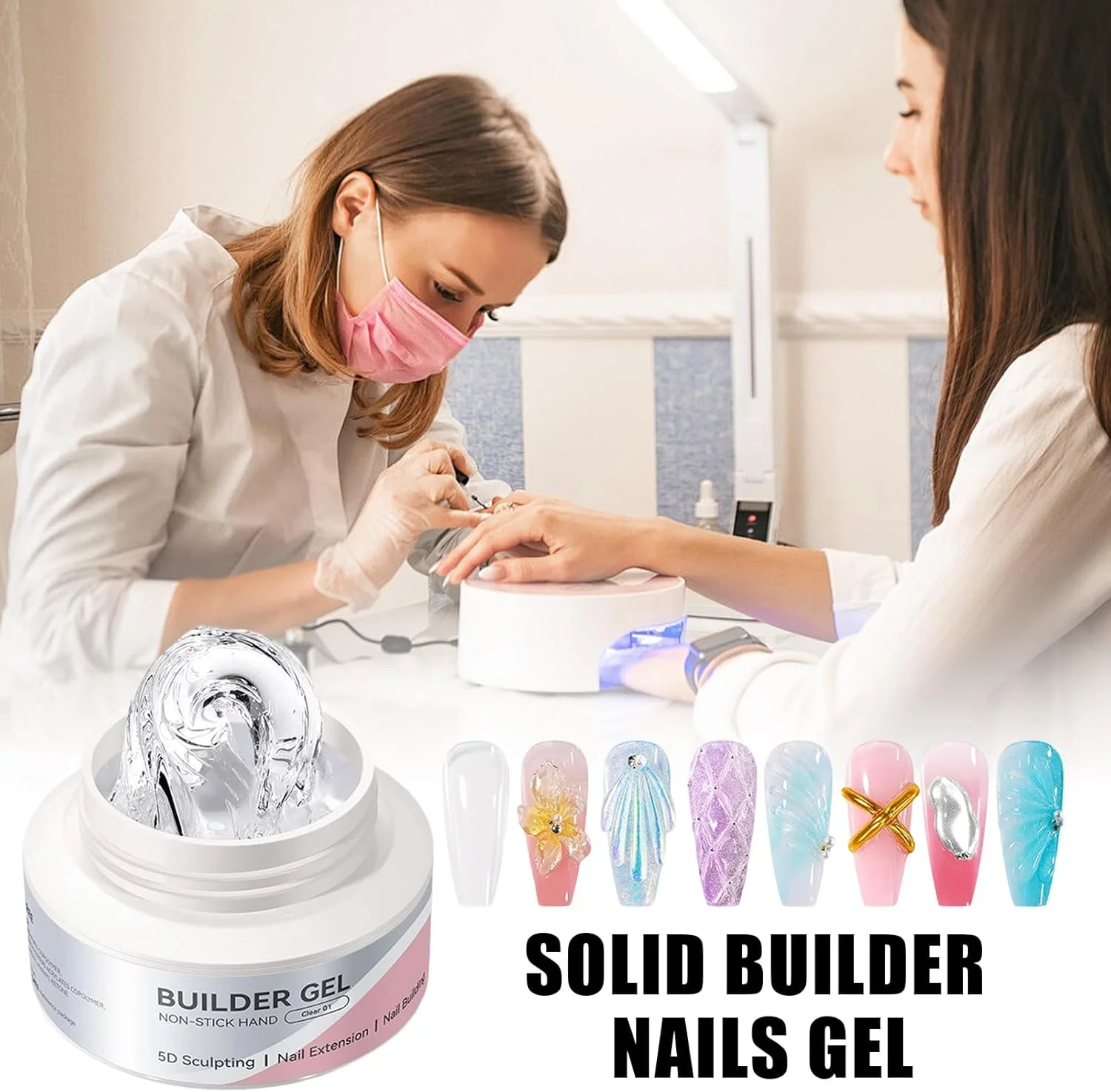 ژل طراحی ناخن سه بعدی - ژل جامد 60 میلی لیتری برای طراحی ناخن، ژل غیر چسبنده برای طراحی و دیزاین ناخن، مناسب برای ایجاد طرح های سه بعدی، اکستنشن و طراحی در خانه و سالن