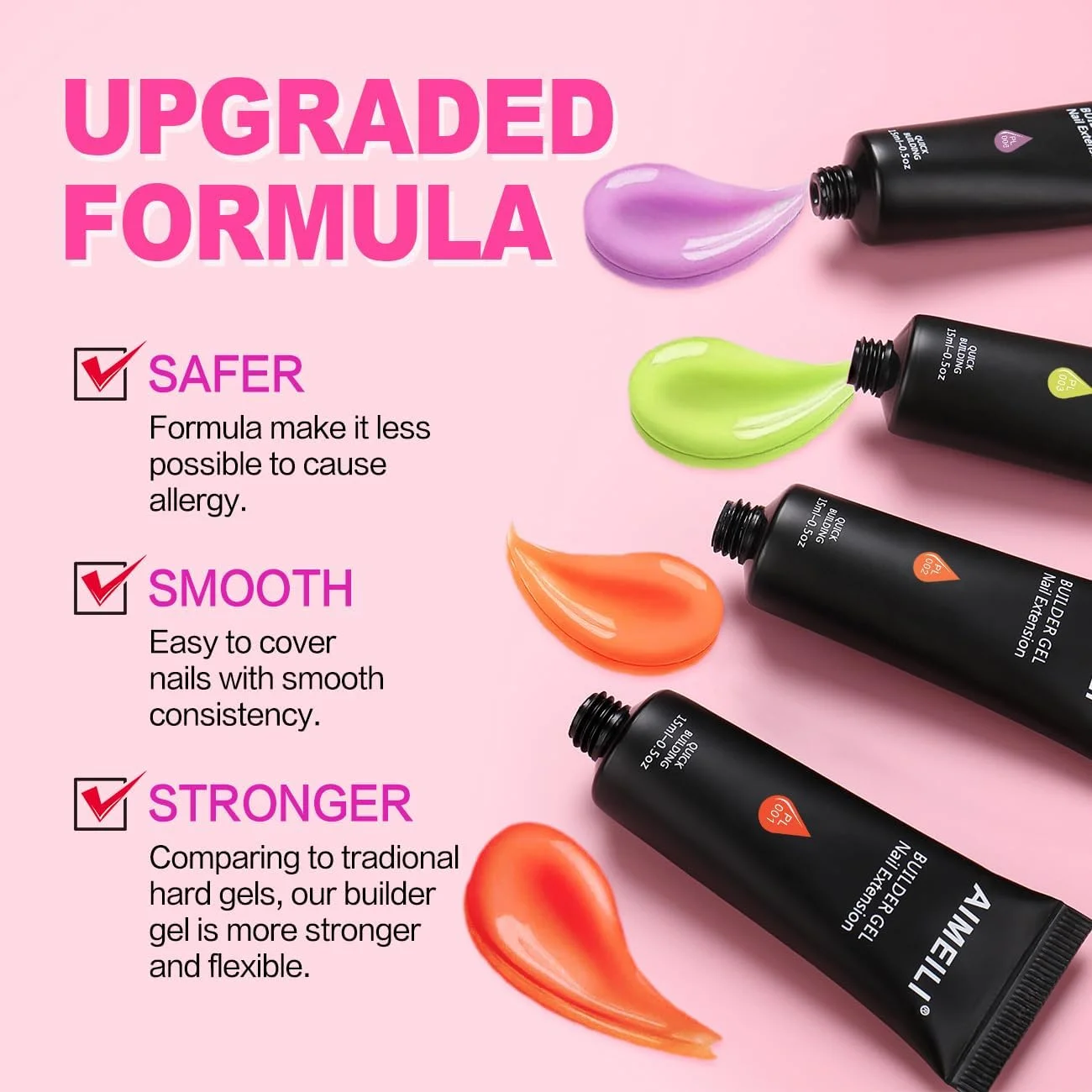 ست ژل پلی ناخن ایمیلی 6 عددی 15 میلی لیتری، ژل اکستنشن ناخن نئون UV LED، کیت ناخن مصنوعی