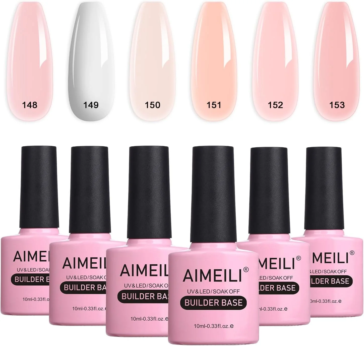 ست ژل ناخن ساز 8 در 1 بدون Hema AIMEILI، ژل پایه ساز رنگی شفاف، ژل تقویت کننده ناخن، ژل چسب اکستنشن ناخن در یک بطری، لاک ژل UV LED 6 عدد X 10 میلی لیتر - کیت هدیه 36