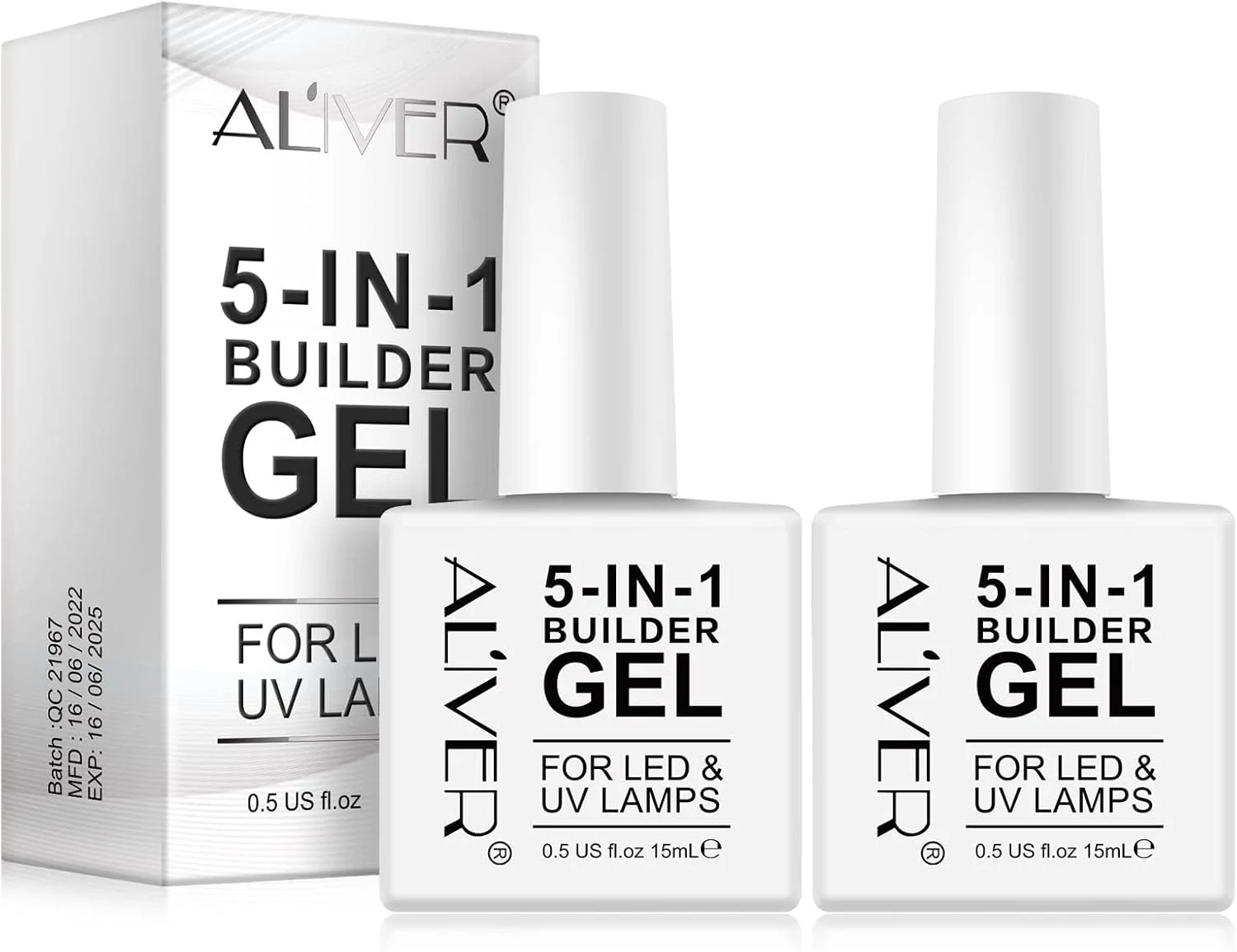 ژل لاک ناخن ALIVER، ژل سازنده برای ناخن، (2 عدد) ژل تقویت کننده پایه سازنده 5 در 1، ژل لاک ناخن UV/LED 15 میلی لیتری برای ترمیم ناخن های شکسته، اکستنشن ناخن، تزئینات ناخن ژل لاک ناخن ALIVER، ژل سازنده برای ناخن، (2 عدد) ژل تقویت کننده پایه سازنده 5 در 1، ژل لاک ناخن UV/LED 15 میلی لیتری برای ترمیم ناخن های شکسته، اکستنشن ناخن، تزئینات ناخن