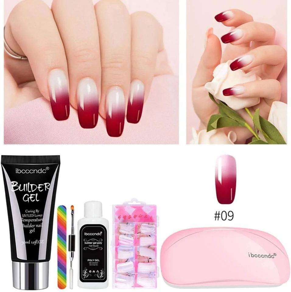 کیت ژل ناخن پلی ژل آستوند بیوتی، ست ژل ناخن پلی با لامپ LED، کیت آزمایشی تقویت کننده ناخن ژل اکستنشن 30 میلی لیتری، ژل سازنده اکستنشن ناخن با محلول لغزنده، همه کاره هنر ناخن