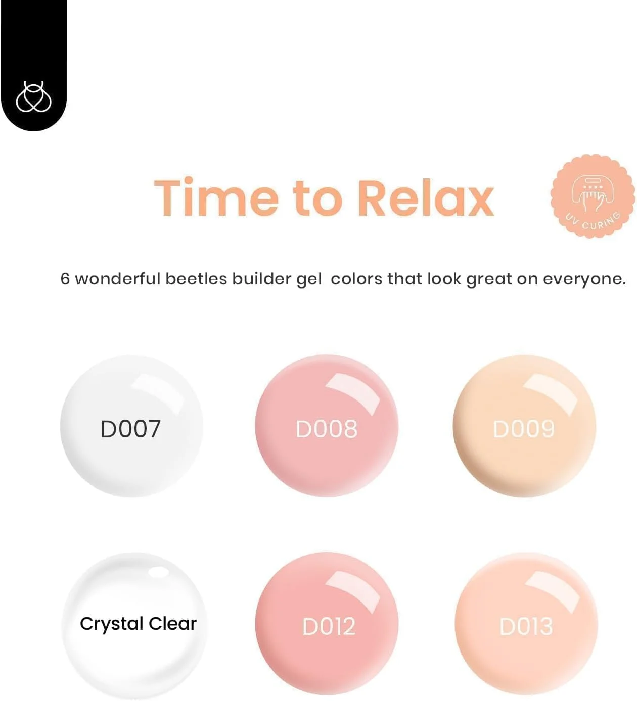 ژل سازنده سوسک ها 6 رنگ 7 در 1 ژل تقویت کننده، صورتی هلویی، سفید شیری، ژل سخت برای اکستنشن ناخن، چسب نگین، ژل پایه مورد نیاز برای هنر ناخن