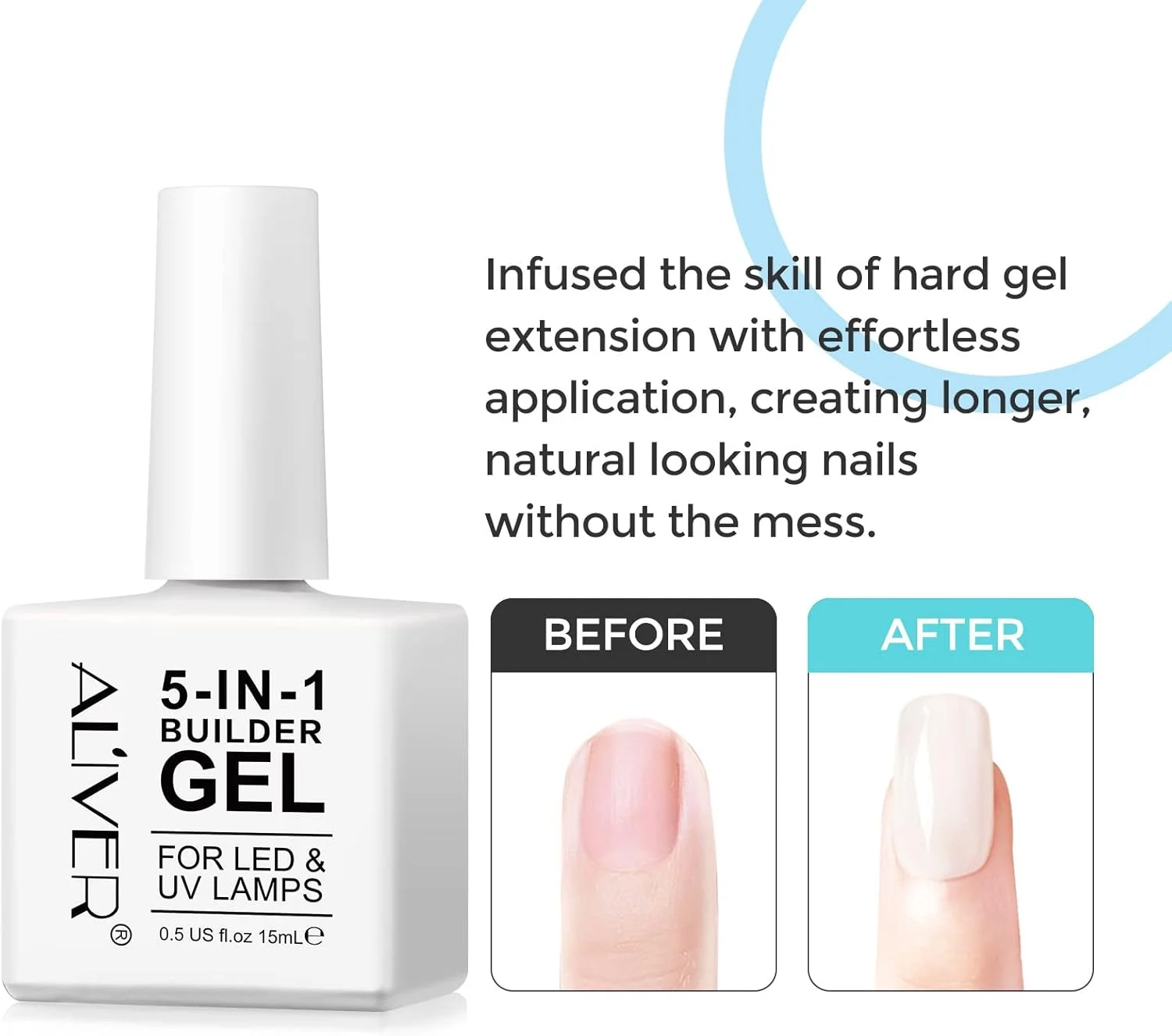 ژل لاک ناخن ALIVER، ژل سازنده برای ناخن، (2 عدد) ژل تقویت کننده پایه سازنده 5 در 1، ژل لاک ناخن UV/LED 15 میلی لیتری برای ترمیم ناخن های شکسته، اکستنشن ناخن، تزئینات ناخن ژل لاک ناخن ALIVER، ژل سازنده برای ناخن، (2 عدد) ژل تقویت کننده پایه سازنده 5 در 1، ژل لاک ناخن UV/LED 15 میلی لیتری برای ترمیم ناخن های شکسته، اکستنشن ناخن، تزئینات ناخن