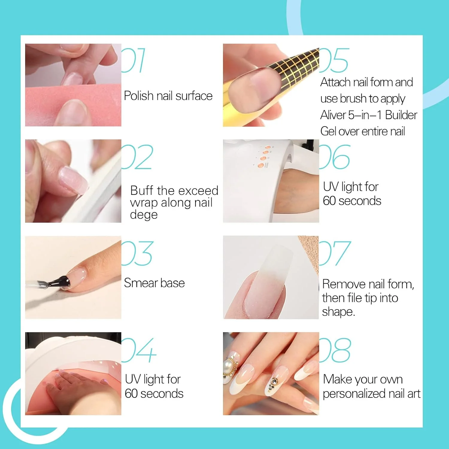 ژل لاک ناخن ALIVER، ژل سازنده برای ناخن، (2 عدد) ژل تقویت کننده پایه سازنده 5 در 1، ژل لاک ناخن UV/LED 15 میلی لیتری برای ترمیم ناخن های شکسته، اکستنشن ناخن، تزئینات ناخن ژل لاک ناخن ALIVER، ژل سازنده برای ناخن، (2 عدد) ژل تقویت کننده پایه سازنده 5 در 1، ژل لاک ناخن UV/LED 15 میلی لیتری برای ترمیم ناخن های شکسته، اکستنشن ناخن، تزئینات ناخن