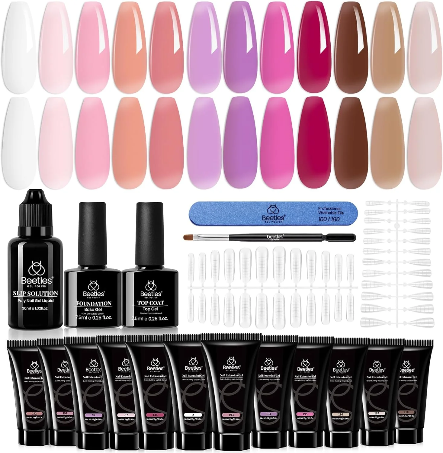 لاک ژل بیتلز، کیت اکستنشن پلی ژل ناخن 12 رنگ، ژله ای شفاف، سفید اکلیلی، صورتی کالباسی، بنفش، بیلدر، ست استارتر افزایش مانیکور، نیاز به خشک شدن با لامپ UV LED، هنر ناخن رنگی پایه همه کاره لاک ژل بیتلز، کیت اکستنشن پلی ژل ناخن 12 رنگ، ژله ای شفاف، سفید اکلیلی، صورتی کالباسی، بنفش، بیلدر، ست استارتر افزایش مانیکور، نیاز به خشک شدن با لامپ UV LED، هنر ناخن رنگی پایه همه کاره