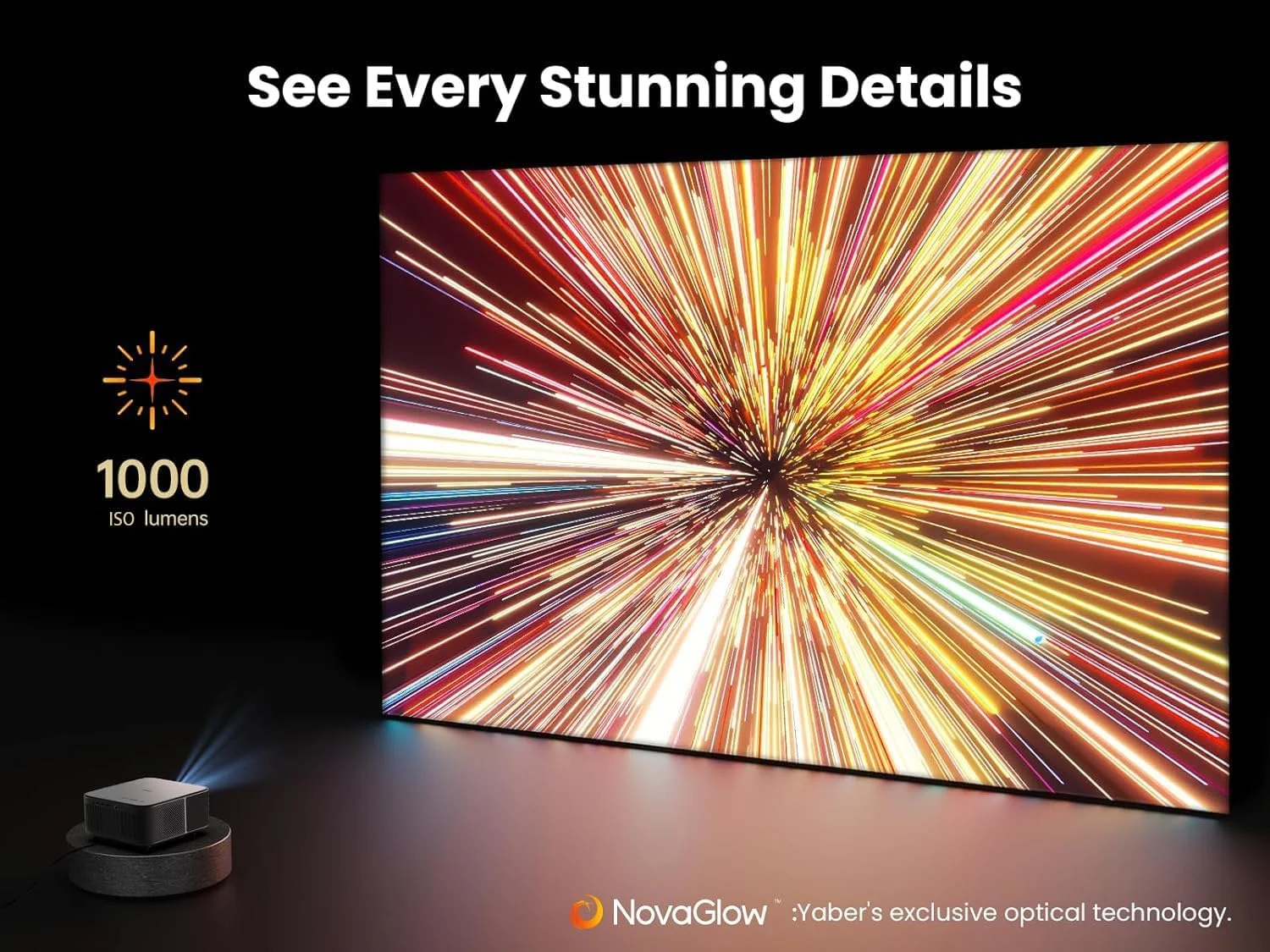 پروژکتور هوشمند با سیستم عامل Google TV 11.0 و بیش از 7000 برنامه داخلی، صدای JBL، پروژکتور Yaber K3 با WiFi6 و بلوتوث، فوکوس خودکار/کیستون، Dolby Audio، Netflix، زوم 50%، برای خانه و فضای باز