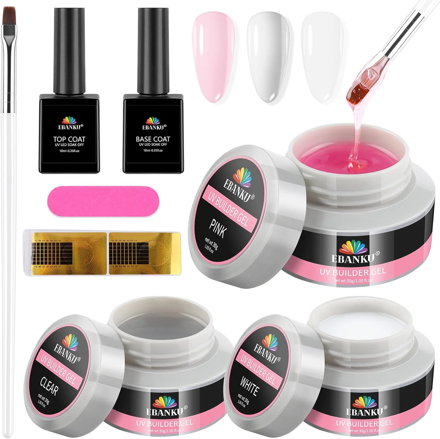 ست ژل بیلدر ناخن EBANKU - 3 رنگ 30ml ژل سخت بیلدر سفید صورتی شفاف برای ناخن، ست حرفه ای اکستنشن ژل بیلدر برای مبتدیان، طراحی ناخن ست ژل بیلدر ناخن EBANKU - 3 رنگ 30ml ژل سخت بیلدر سفید صورتی شفاف برای ناخن، ست حرفه ای اکستنشن ژل بیلدر برای مبتدیان، طراحی ناخن