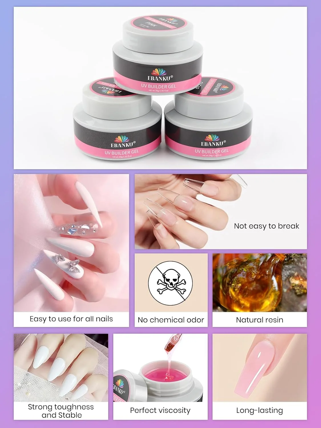 ست ژل بیلدر ناخن EBANKU - 3 رنگ 30ml ژل سخت بیلدر سفید صورتی شفاف برای ناخن، ست حرفه ای اکستنشن ژل بیلدر برای مبتدیان، طراحی ناخن ست ژل بیلدر ناخن EBANKU - 3 رنگ 30ml ژل سخت بیلدر سفید صورتی شفاف برای ناخن، ست حرفه ای اکستنشن ژل بیلدر برای مبتدیان، طراحی ناخن