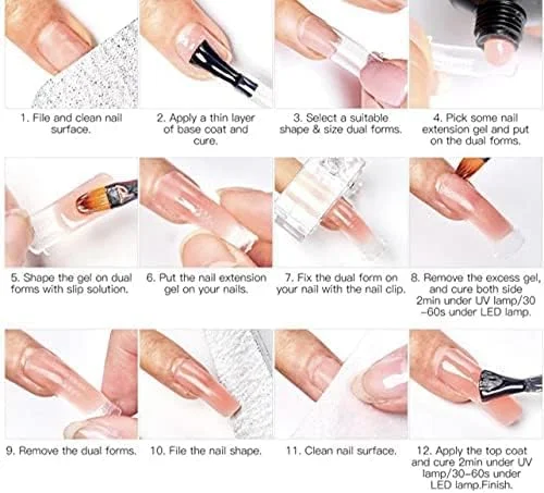 کیت ژل ناخن سازنده Coslifestore با ژل سازنده صورتی روشن برای اکستنشن ناخن با ناخن مصنوعی، مینی لامپ UV، تاپ کت و بیس کت کیت ژل ناخن سازنده Coslifestore با ژل سازنده صورتی روشن برای اکستنشن ناخن با ناخن مصنوعی، مینی لامپ UV، تاپ کت و بیس کت