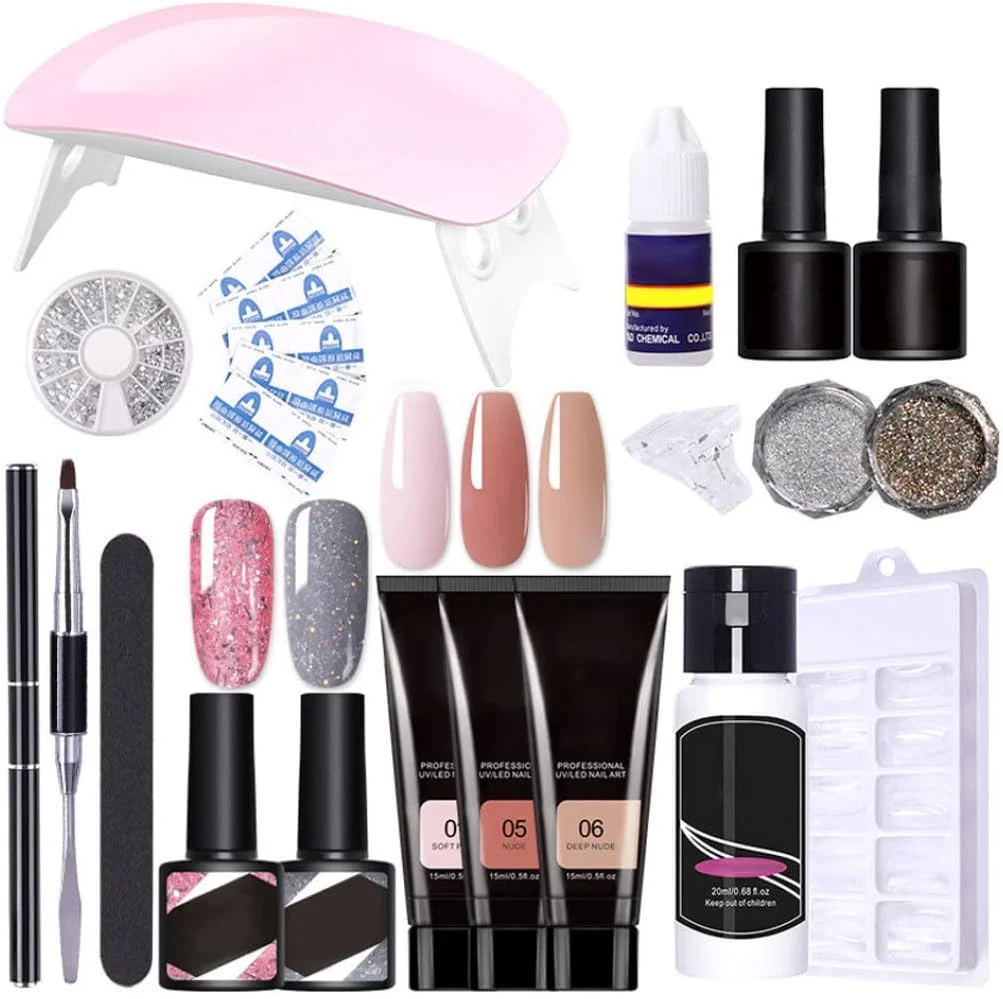 کیت ناخن، کیت های اکستنشن ناخن، ژل بیلدر مانیکور ناخن با لامپ خشک کن ناخن 18 عددی مدل NO9 کیت ناخن، کیت های اکستنشن ناخن، ژل بیلدر مانیکور ناخن با لامپ خشک کن ناخن 18 عددی مدل NO9