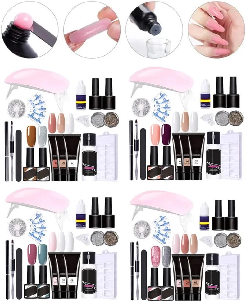 کیت ناخن، کیت های اکستنشن ناخن، ژل سازنده ناخن مانیکور با لامپ خشک کن ناخن 18 عددی شماره 5 کیت ناخن، کیت های اکستنشن ناخن، ژل سازنده ناخن مانیکور با لامپ خشک کن ناخن 18 عددی شماره 5