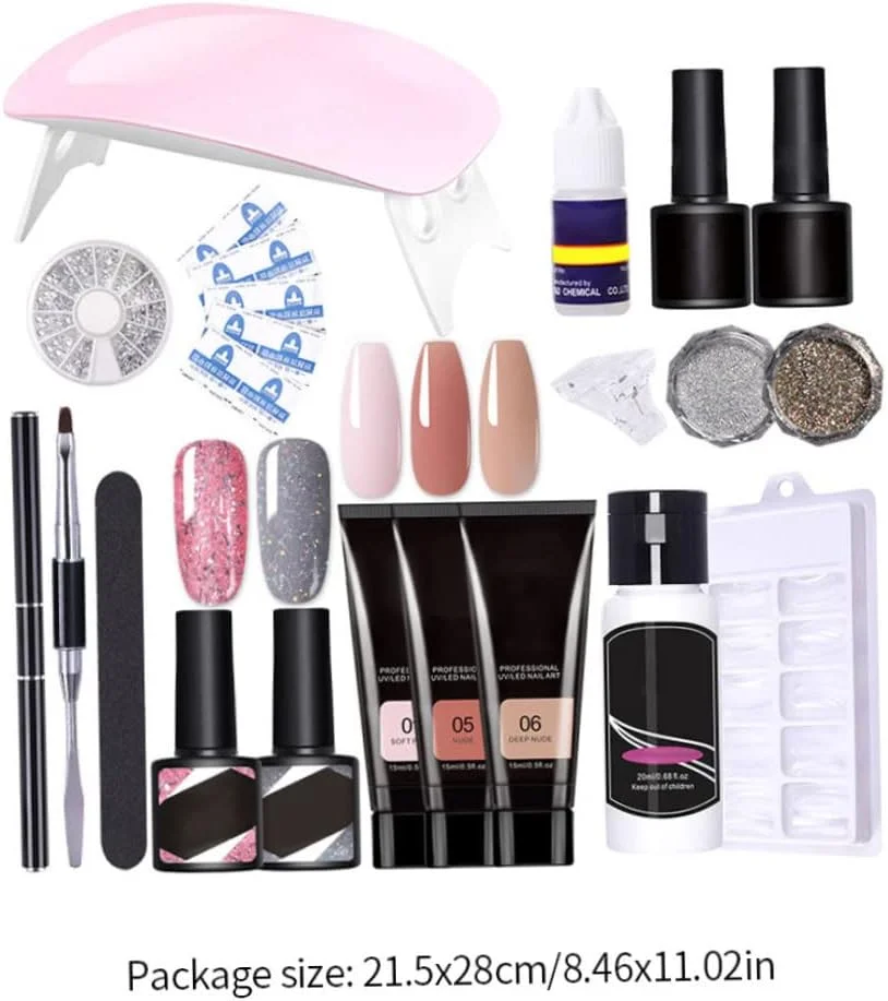 کیت ناخن، کیت های اکستنشن ناخن، ژل بیلدر مانیکور ناخن با لامپ خشک کن ناخن 18 عددی مدل NO9 کیت ناخن، کیت های اکستنشن ناخن، ژل بیلدر مانیکور ناخن با لامپ خشک کن ناخن 18 عددی مدل NO9