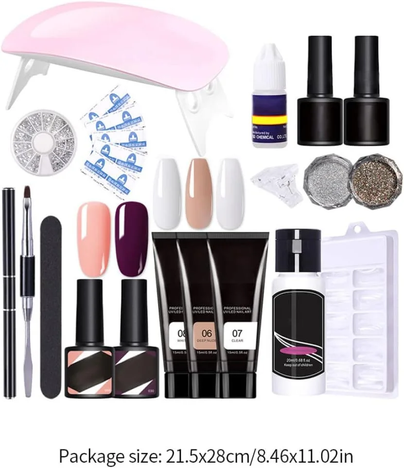 کیت ناخن، کیت های اکستنشن ناخن، ژل سازنده ناخن مانیکور با لامپ خشک کن ناخن 18 عددی شماره 5 کیت ناخن، کیت های اکستنشن ناخن، ژل سازنده ناخن مانیکور با لامپ خشک کن ناخن 18 عددی شماره 5