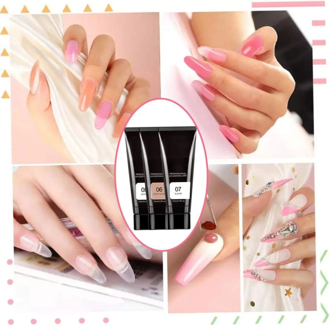 کیت ناخن، کیت های اکستنشن ناخن، ژل سازنده ناخن مانیکور با لامپ خشک کن ناخن 18 عددی شماره 5 کیت ناخن، کیت های اکستنشن ناخن، ژل سازنده ناخن مانیکور با لامپ خشک کن ناخن 18 عددی شماره 5