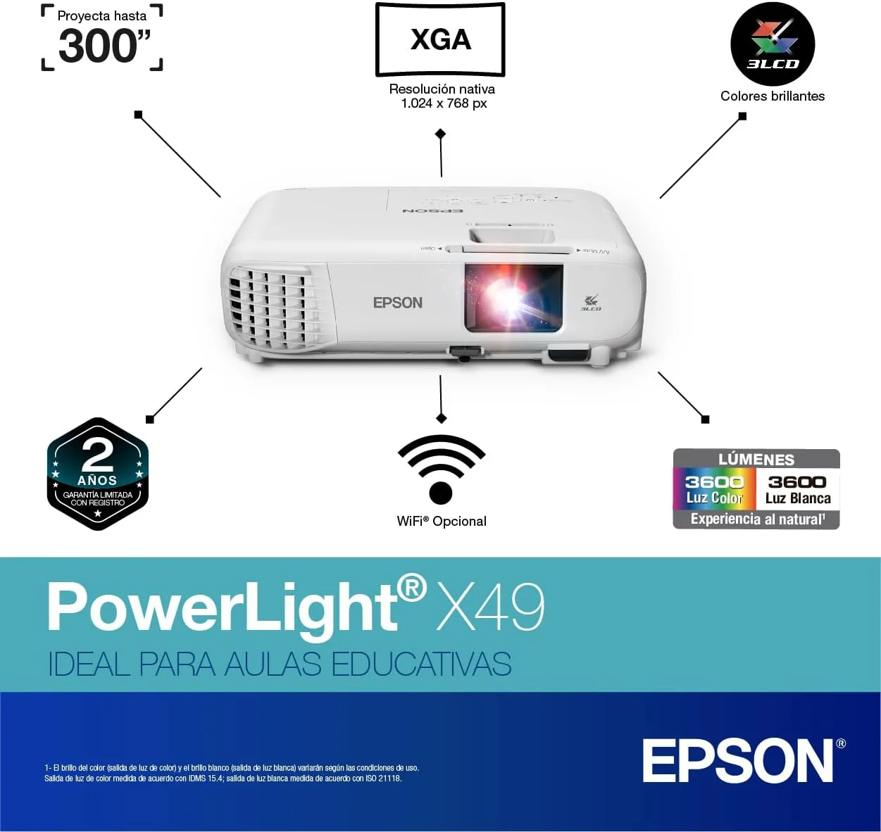 پروژکتور LCD اپسون Powerlite X49 - نسبت تصویر 4:3 پروژکتور LCD اپسون Powerlite X49 - نسبت تصویر 4:3