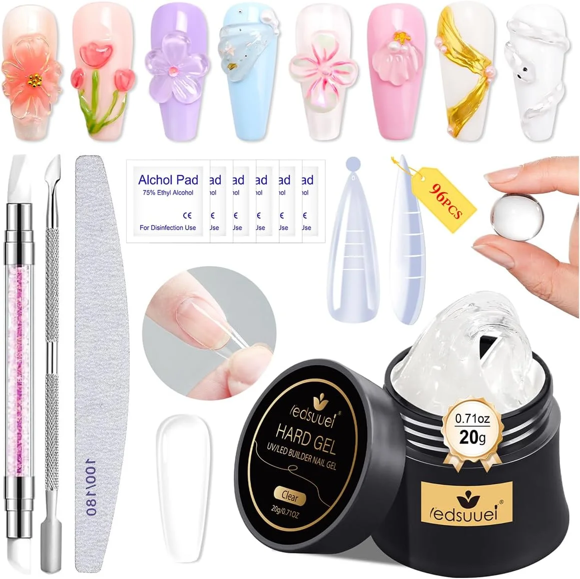 کیت ژل بیلدر ناخن LEDSUUEI، کیت ژل اکستنشن ناخن 20 گرمی، شفاف کیت ژل بیلدر ناخن LEDSUUEI، کیت ژل اکستنشن ناخن 20 گرمی، شفاف