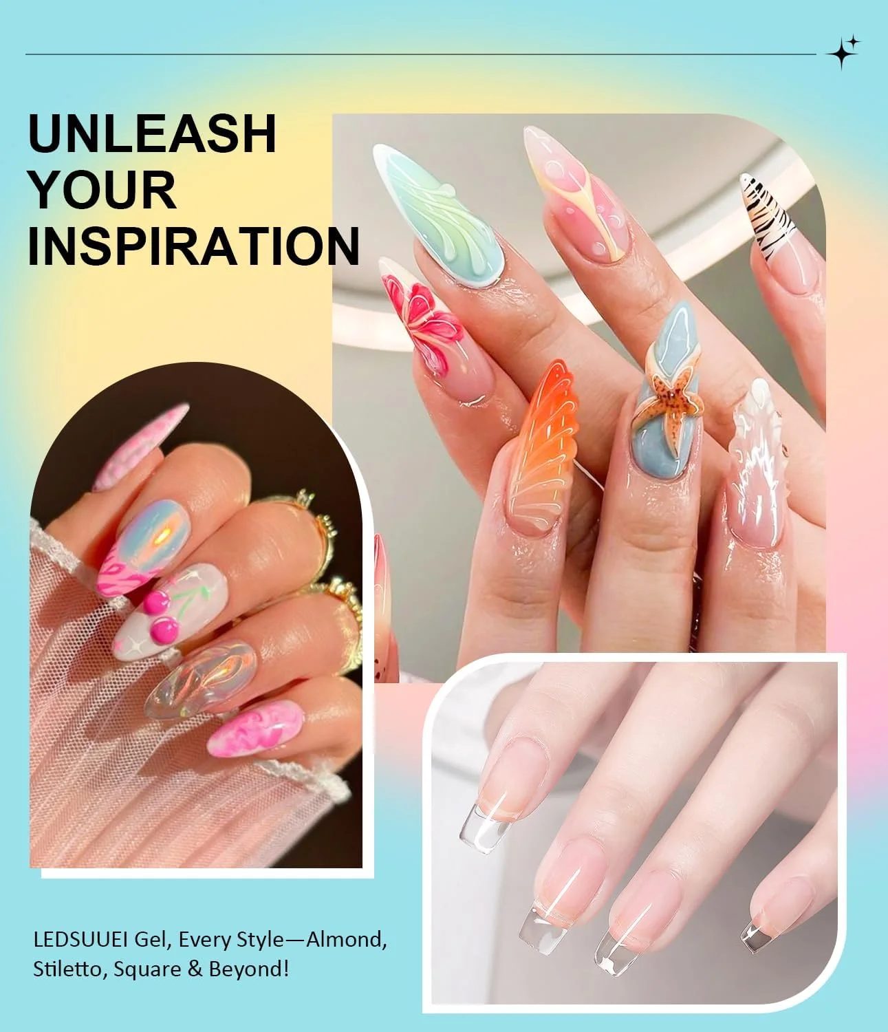 کیت ژل بیلدر ناخن LEDSUUEI، کیت ژل اکستنشن ناخن 20 گرمی، شفاف کیت ژل بیلدر ناخن LEDSUUEI، کیت ژل اکستنشن ناخن 20 گرمی، شفاف