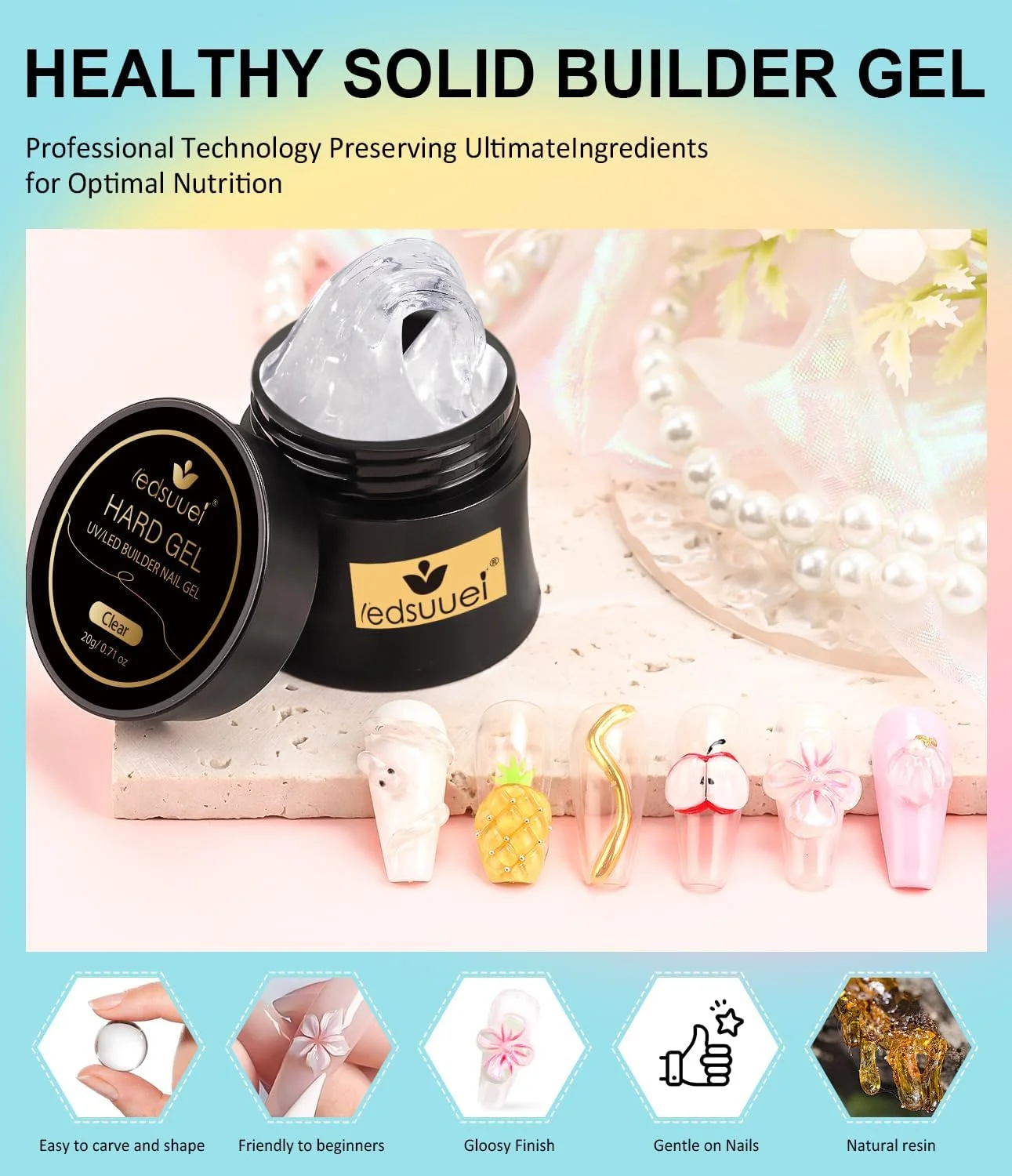 کیت ژل بیلدر ناخن LEDSUUEI، کیت ژل اکستنشن ناخن 20 گرمی، شفاف کیت ژل بیلدر ناخن LEDSUUEI، کیت ژل اکستنشن ناخن 20 گرمی، شفاف