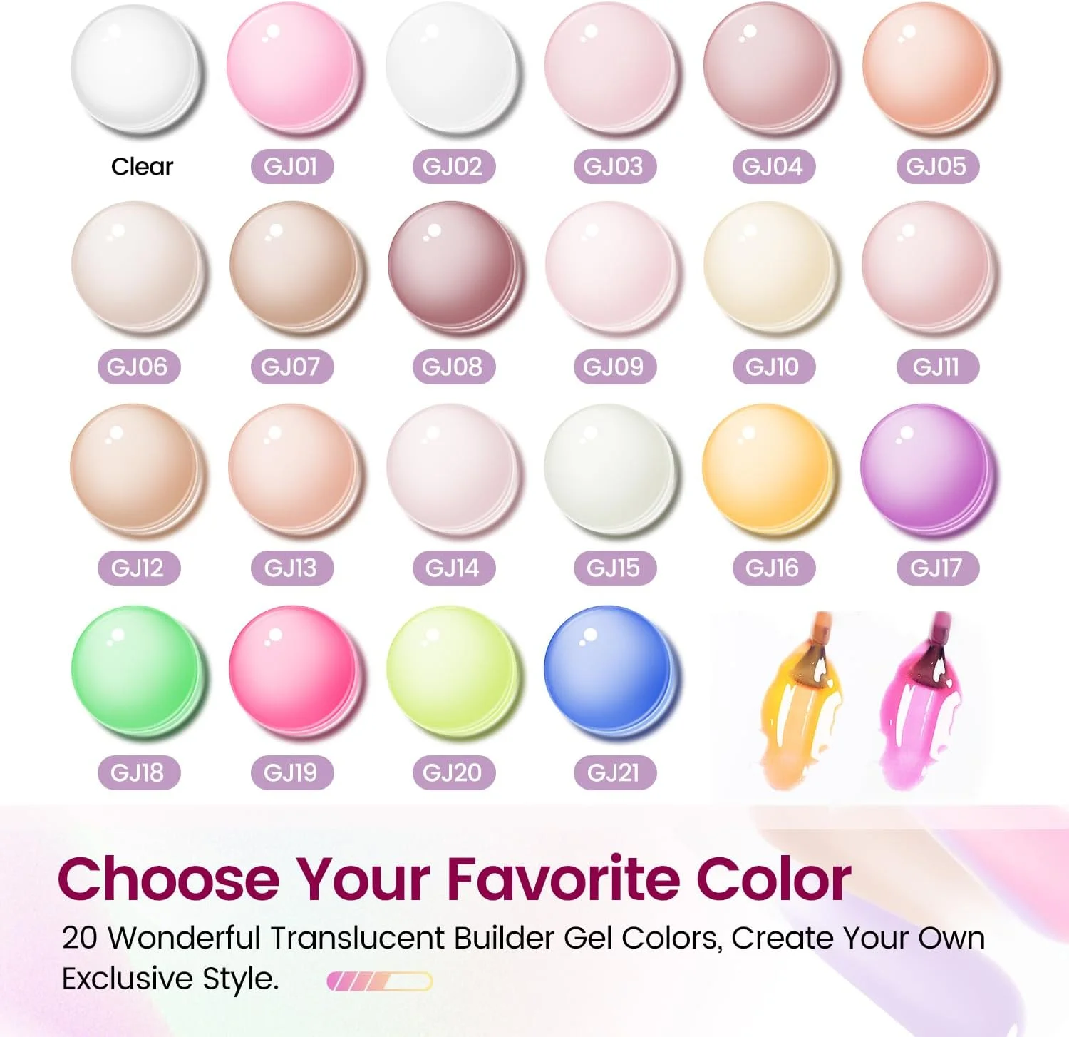 کیت ژل بیلدر ناخن JODSONE با لایه پایه و رویه یو وی، 21 رنگ ژل بیلدر براق و 100 عدد استیکر اکستنشن کیت ژل بیلدر ناخن JODSONE با لایه پایه و رویه یو وی، 21 رنگ ژل بیلدر براق و 100 عدد استیکر اکستنشن